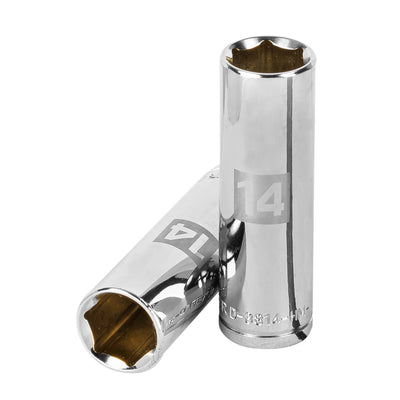 Dado de 6 puntas, largo, cuadro 3/8" de 14mm
