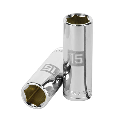 Dado de 6 puntas, largo, cuadro 3/8" de 15mm