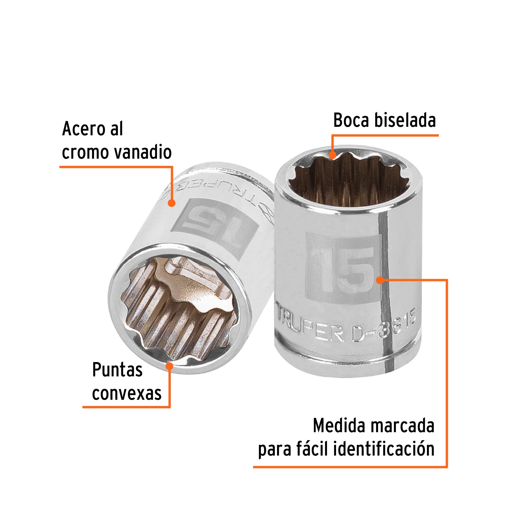Dado de 12 puntas, cuadro 3/8" de 15mm