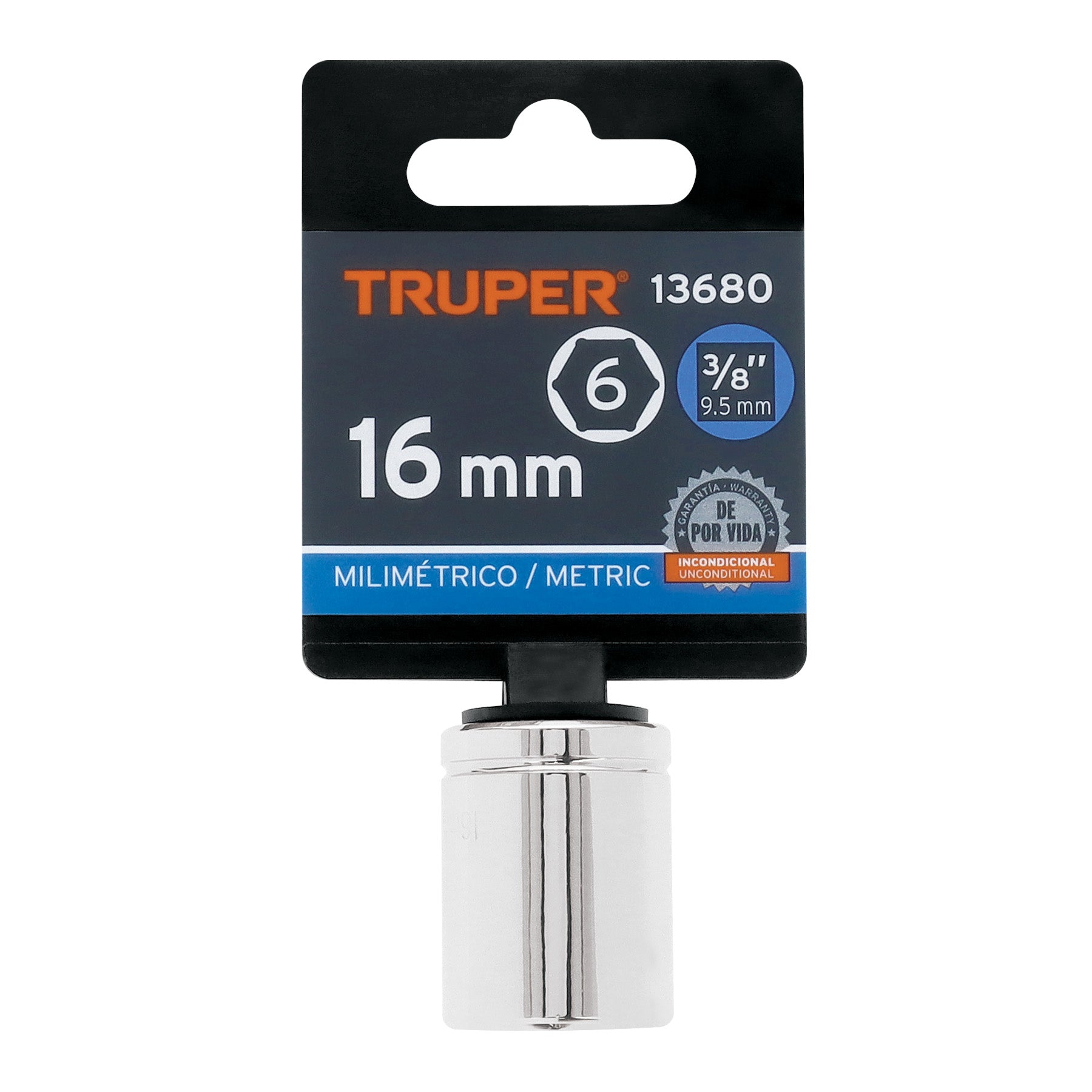 Dado de 6 puntas, cuadro 3/8", de 16mm