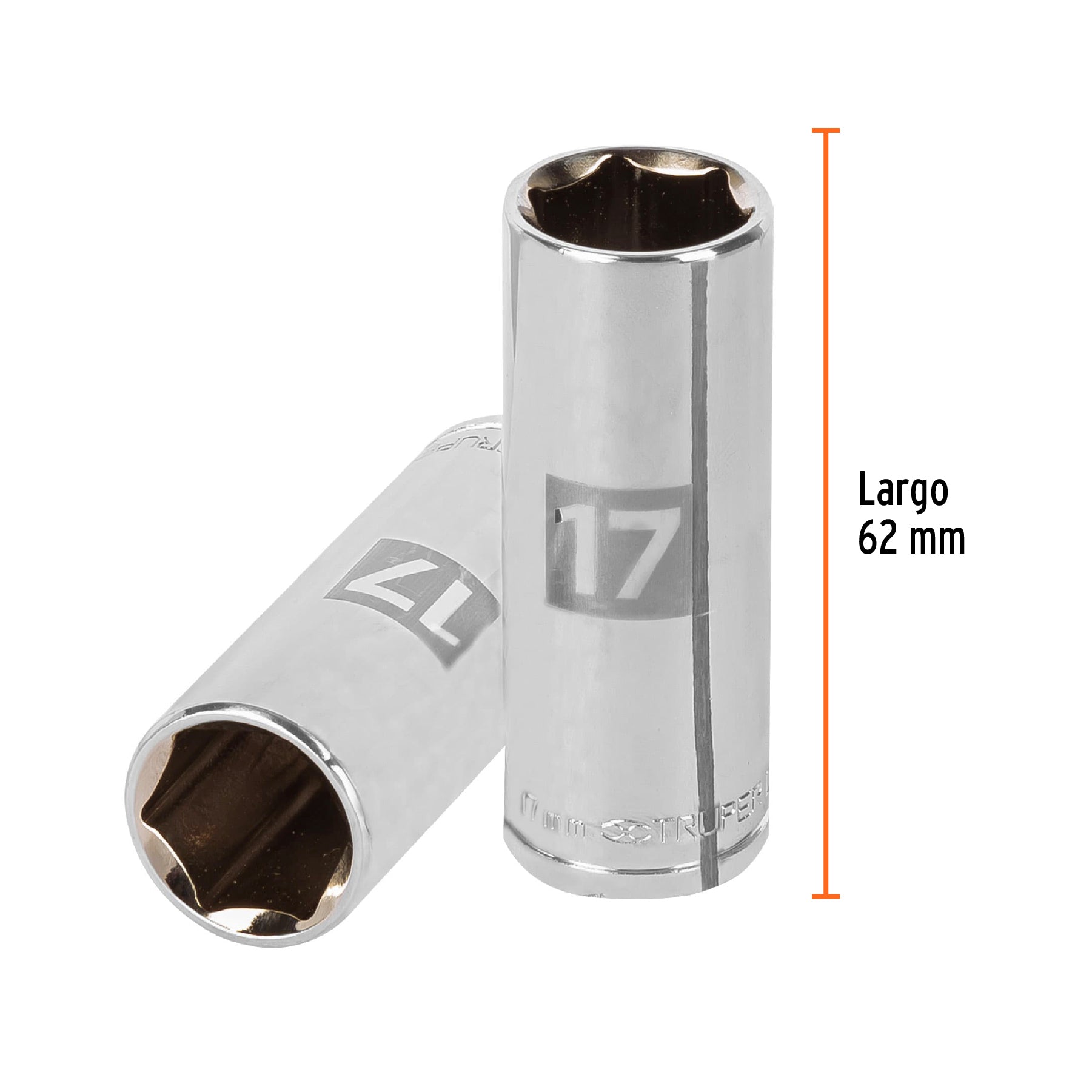 Dado de 6 puntas, largo, cuadro 3/8" de 17mm