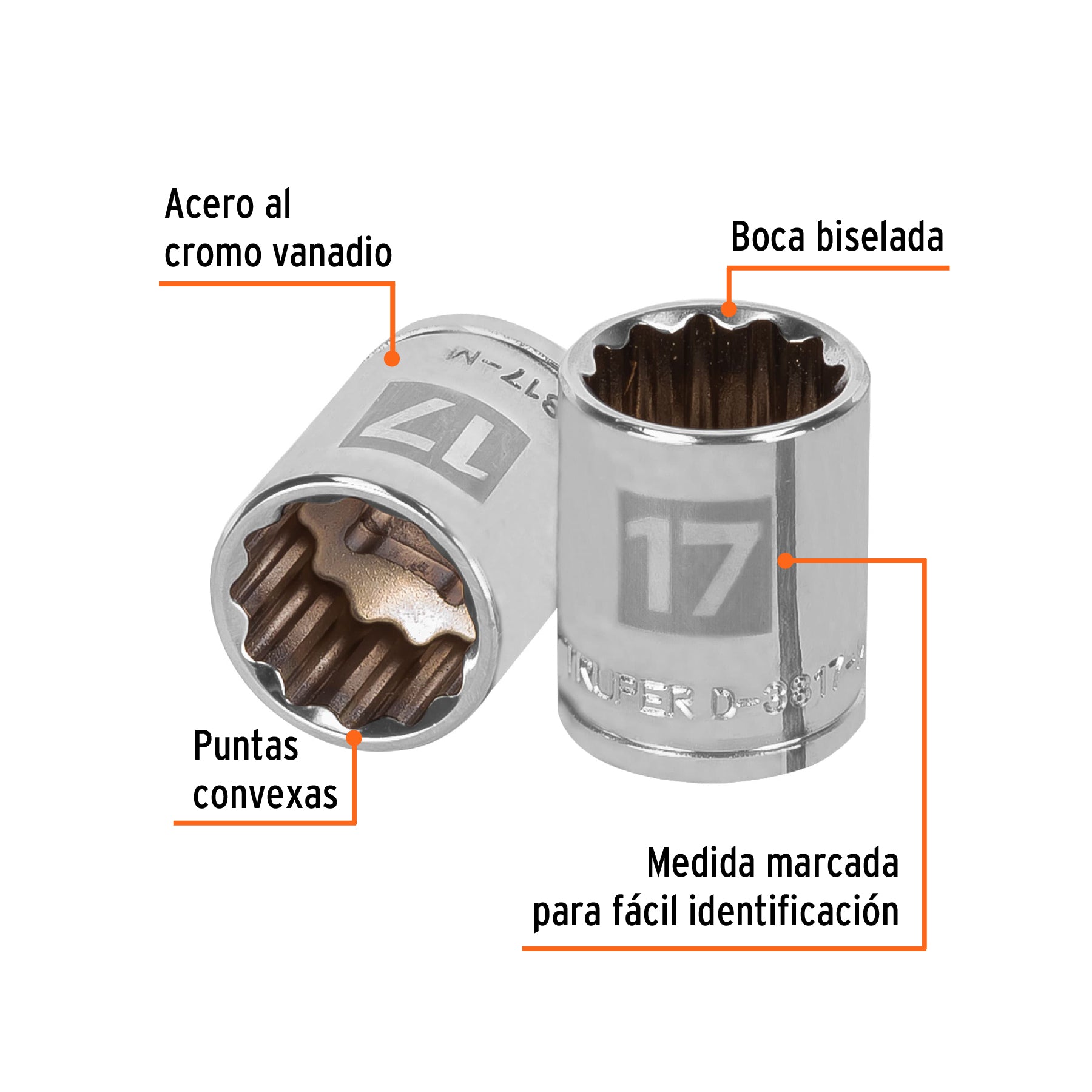 Dado de 12 puntas, cuadro 3/8" de 17mm
