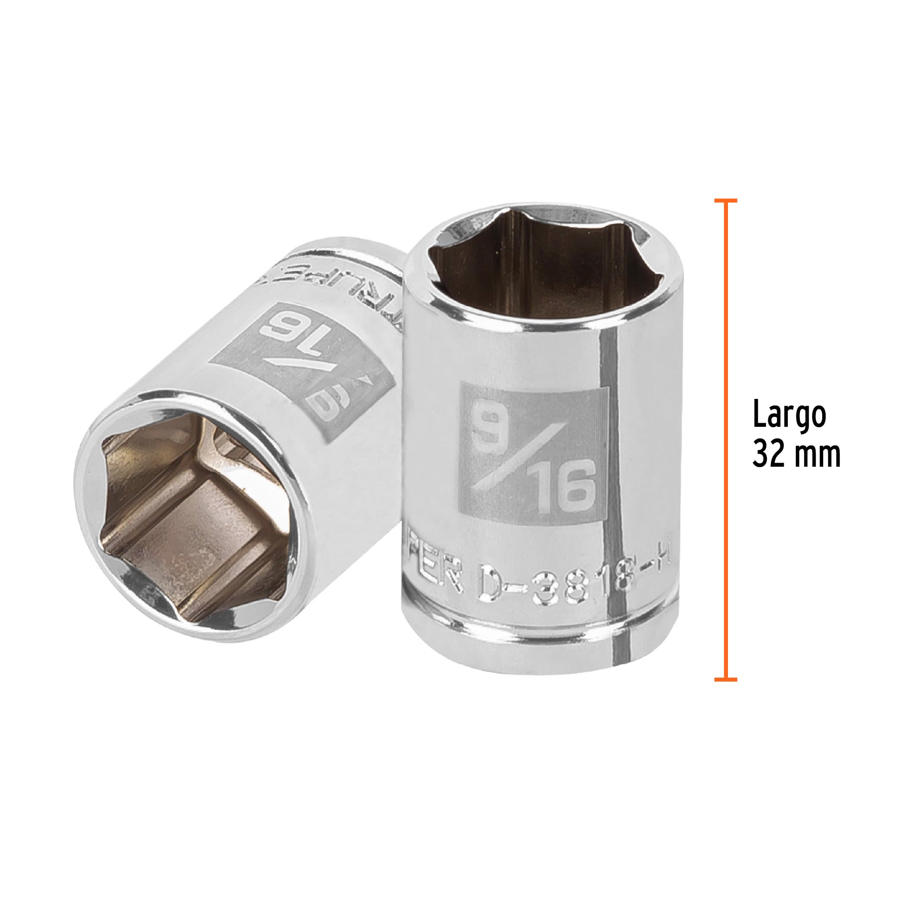 Dado de 6 puntas, cuadro 3/8", standard, de 9/16"