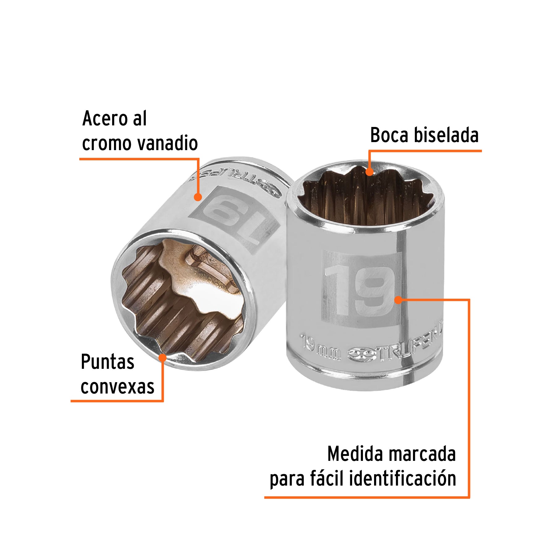 Dado de 12 puntas, cuadro 3/8" de 19mm