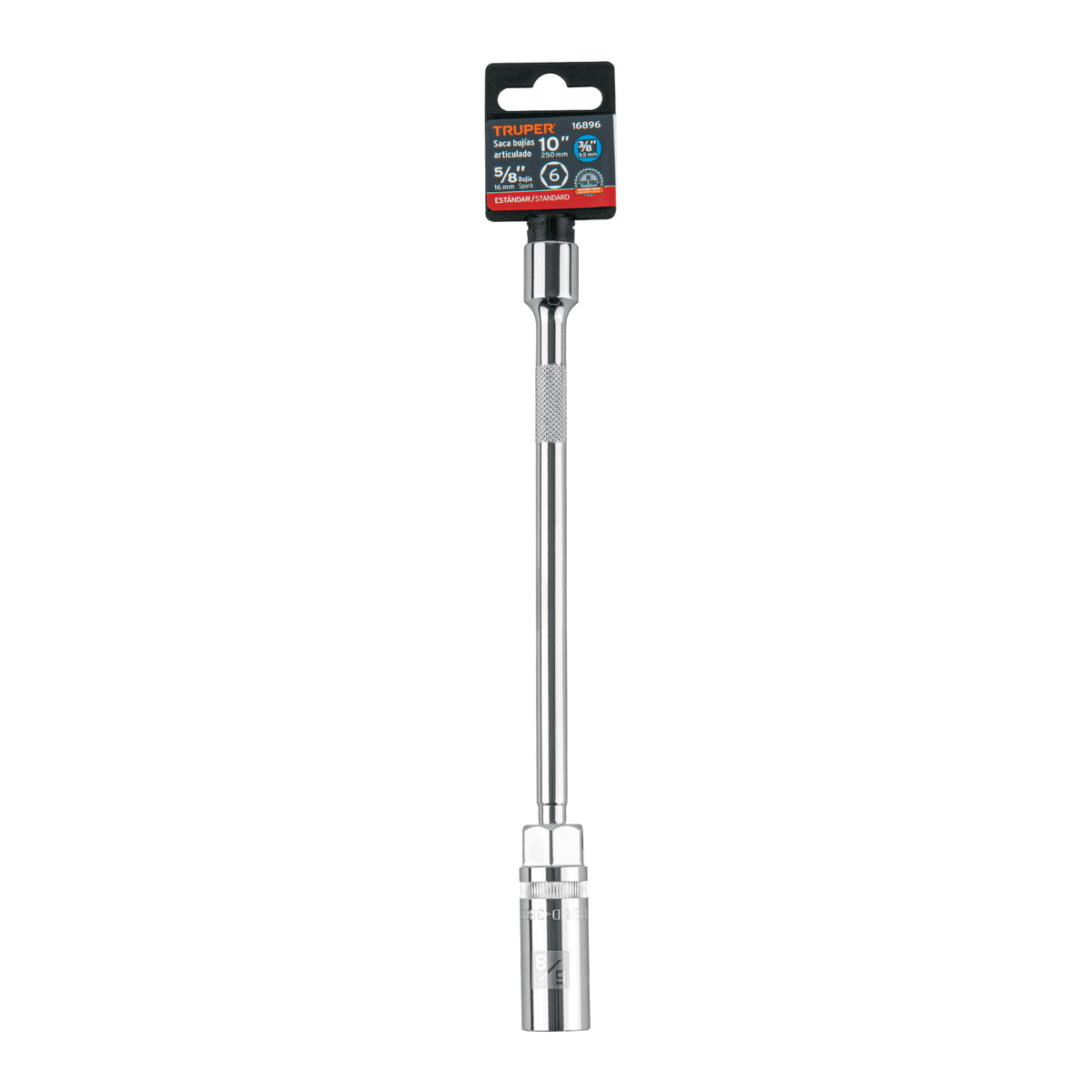 Dado p/bujías 5/8" articulado con extensión 10", cuadro 3/8"