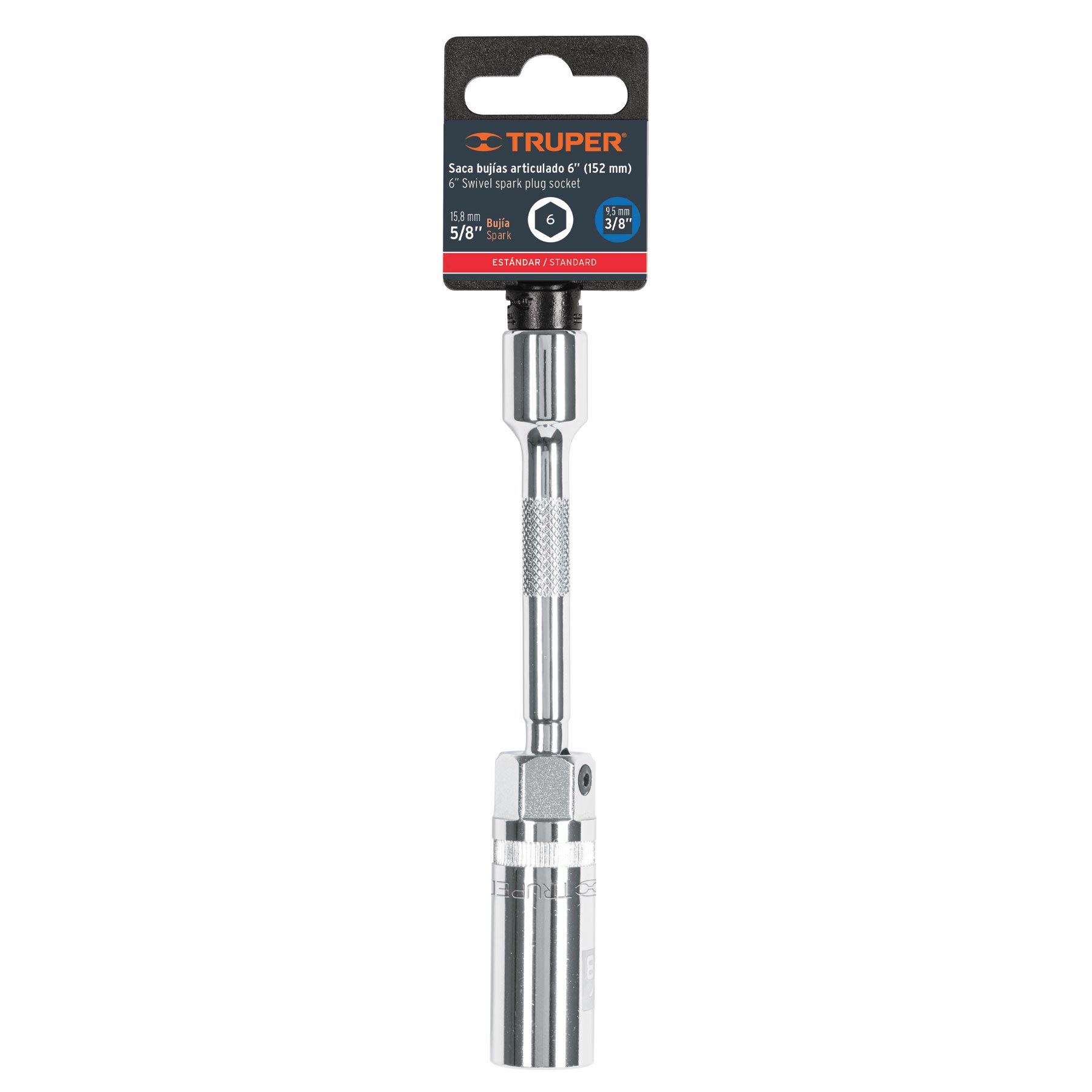Dado p/bujías 5/8" articulado con extensión 6", cuadro 3/8"