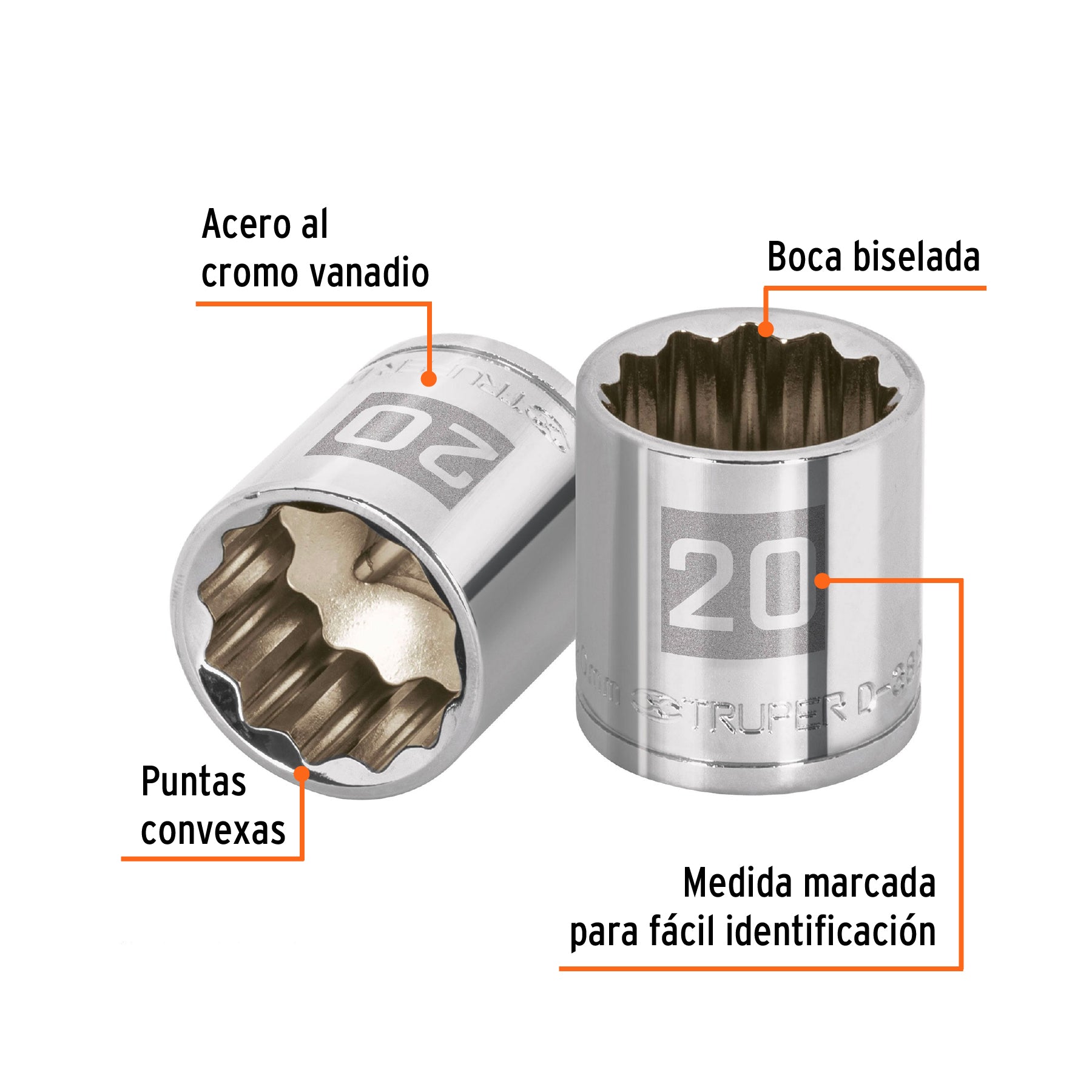 Dado de 12 puntas, cuadro 3/8" de 20mm