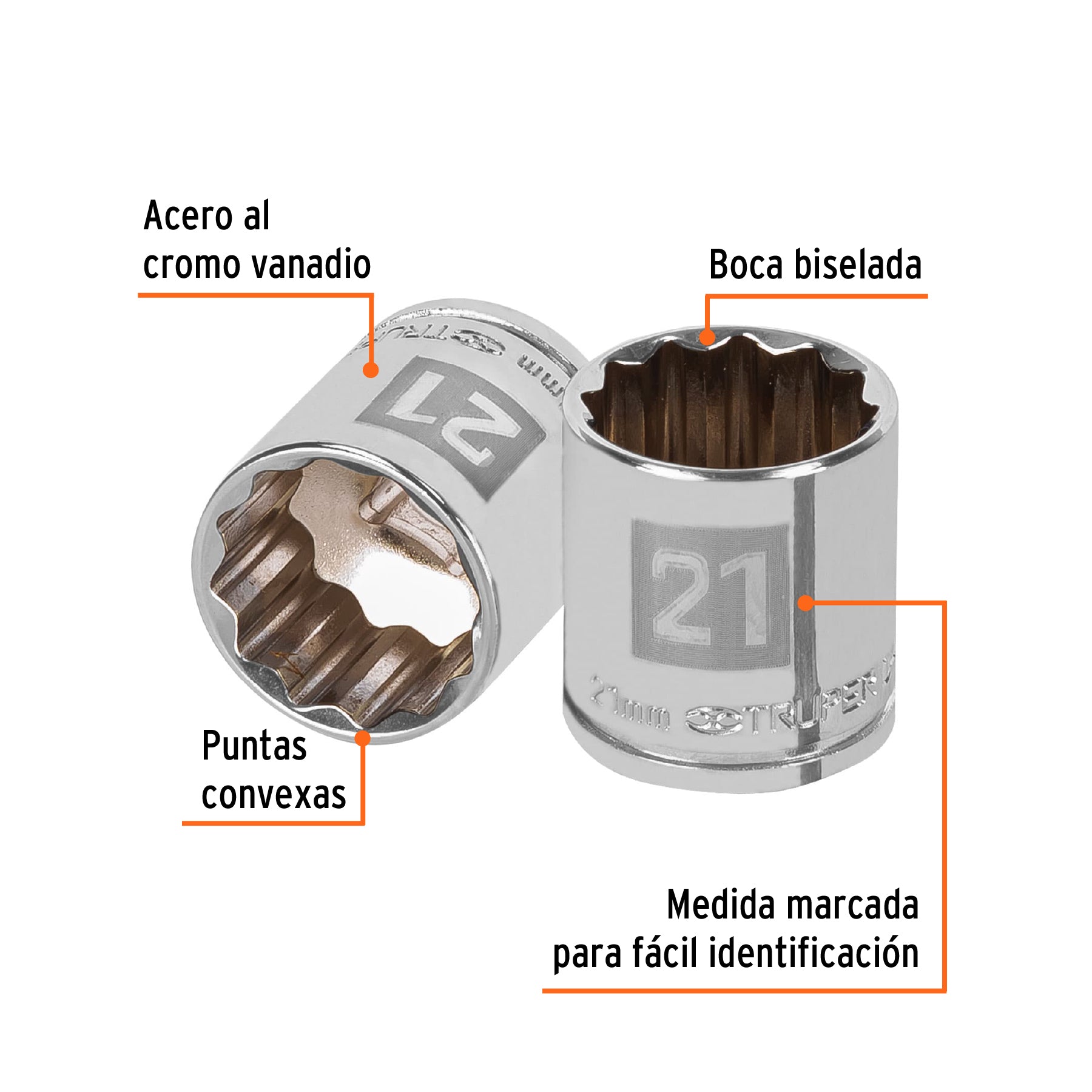 Dado de 12 puntas, cuadro 3/8" de 21mm