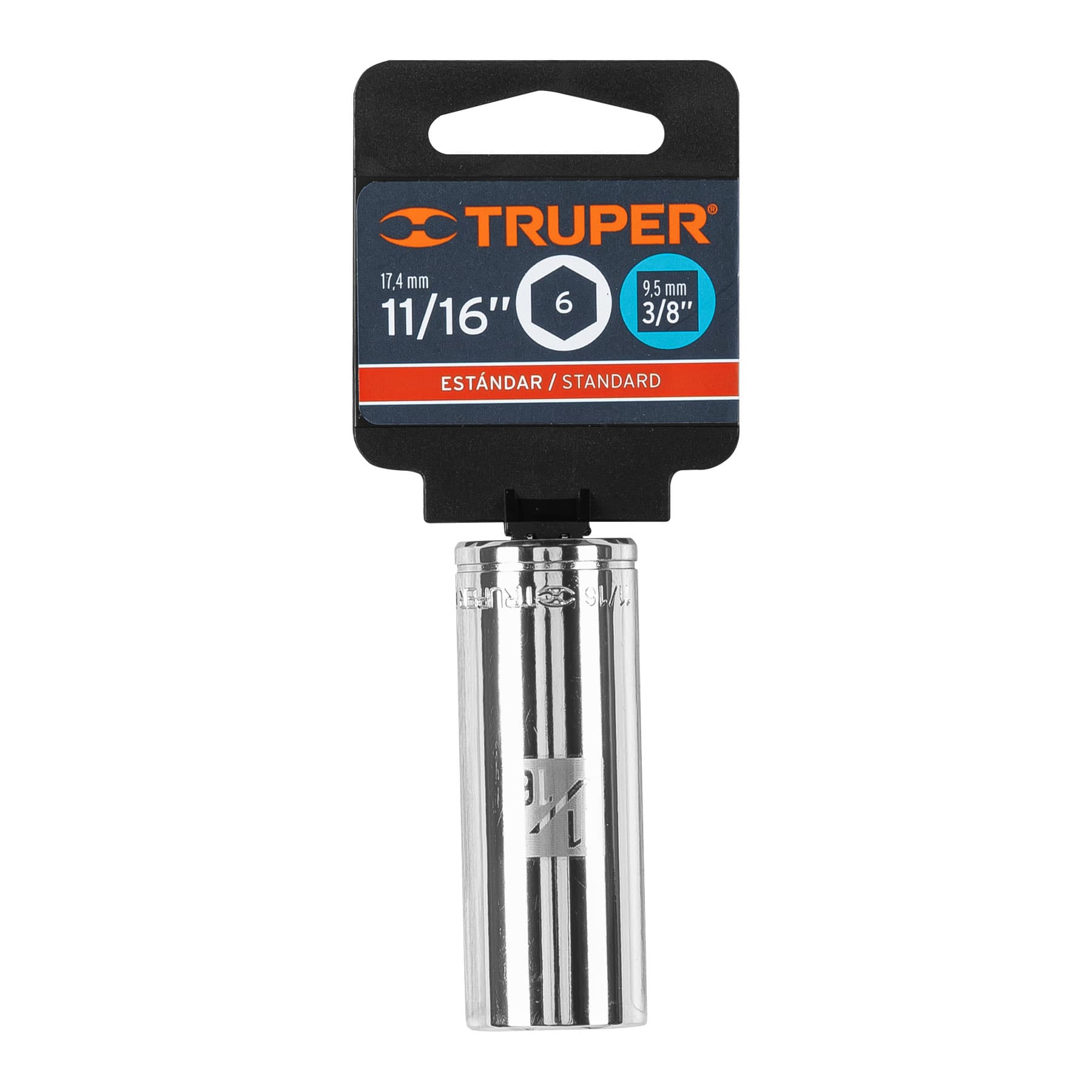 Dado de 6 puntas, largo, cuadro 3/8" de 11/16"