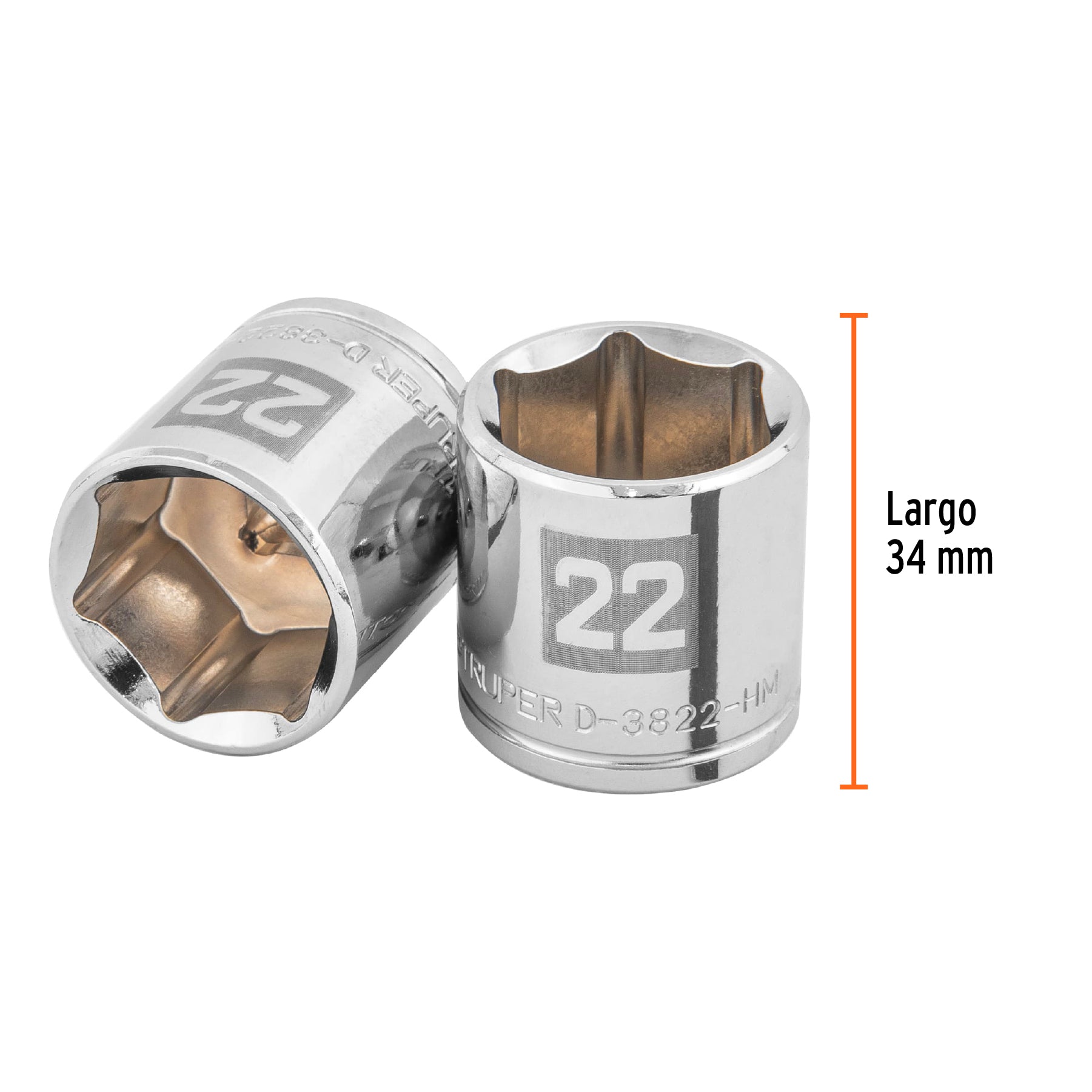 Dado de 6 puntas, cuadro 3/8", de 22mm