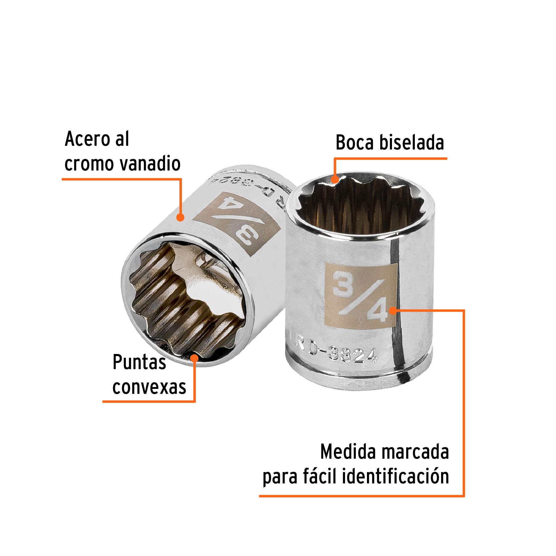 Dado de 12 puntas, cuadro 3/8" de 3/4"