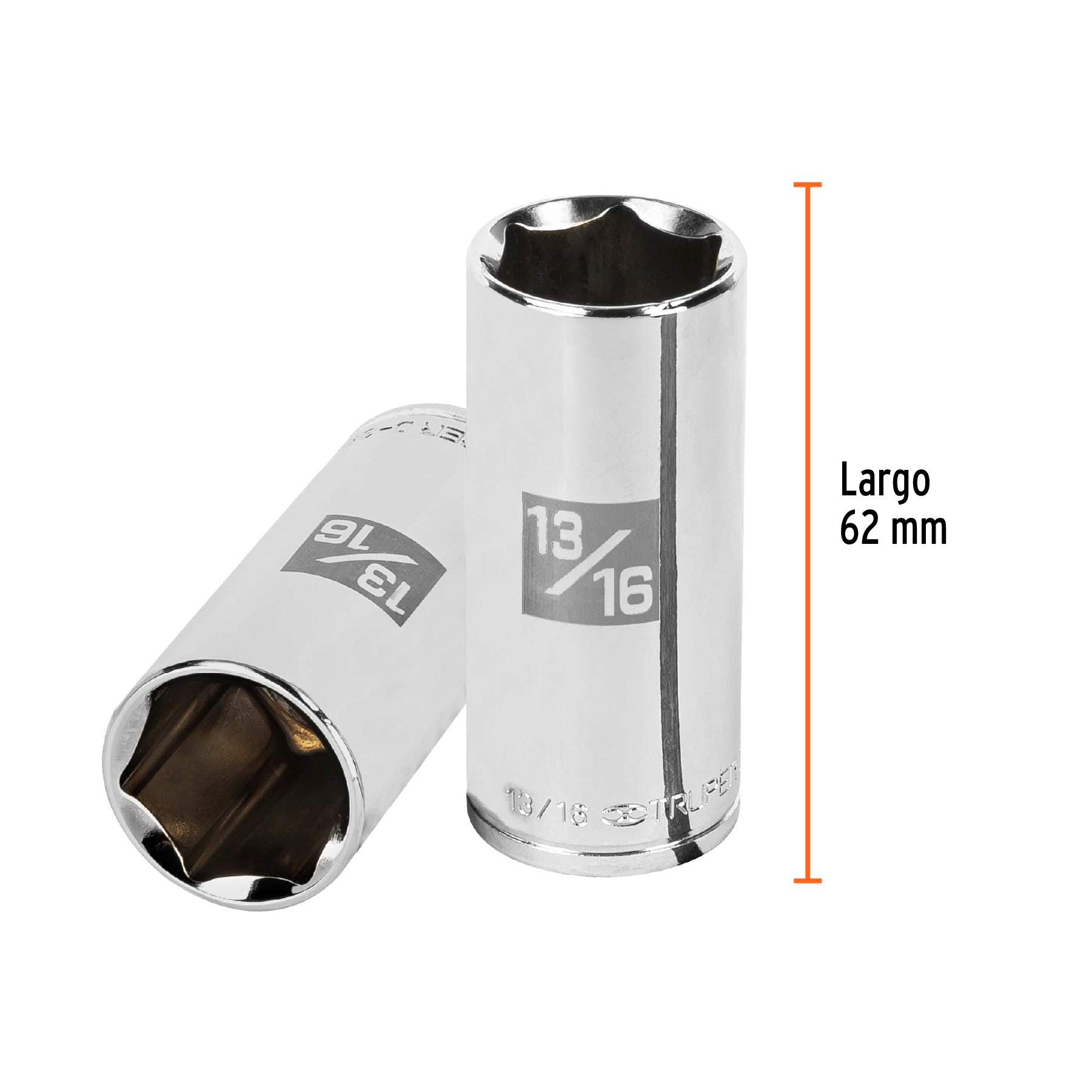 Dado de 6 puntas, largo, cuadro 3/8" de 13/16"