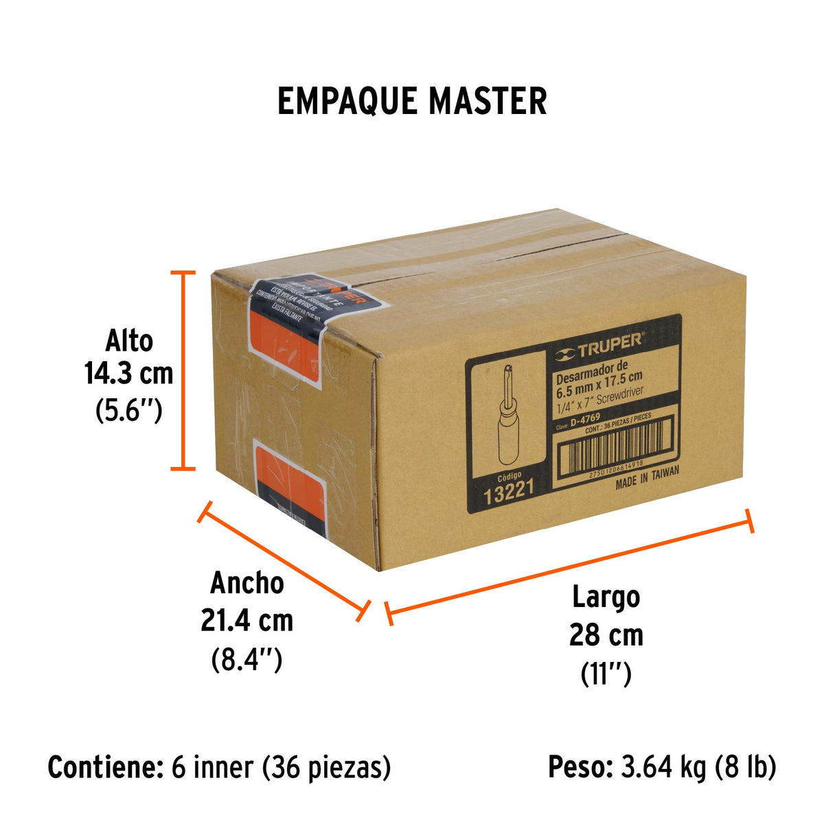 Desarmador de 7" para dados cuadro 1/4"