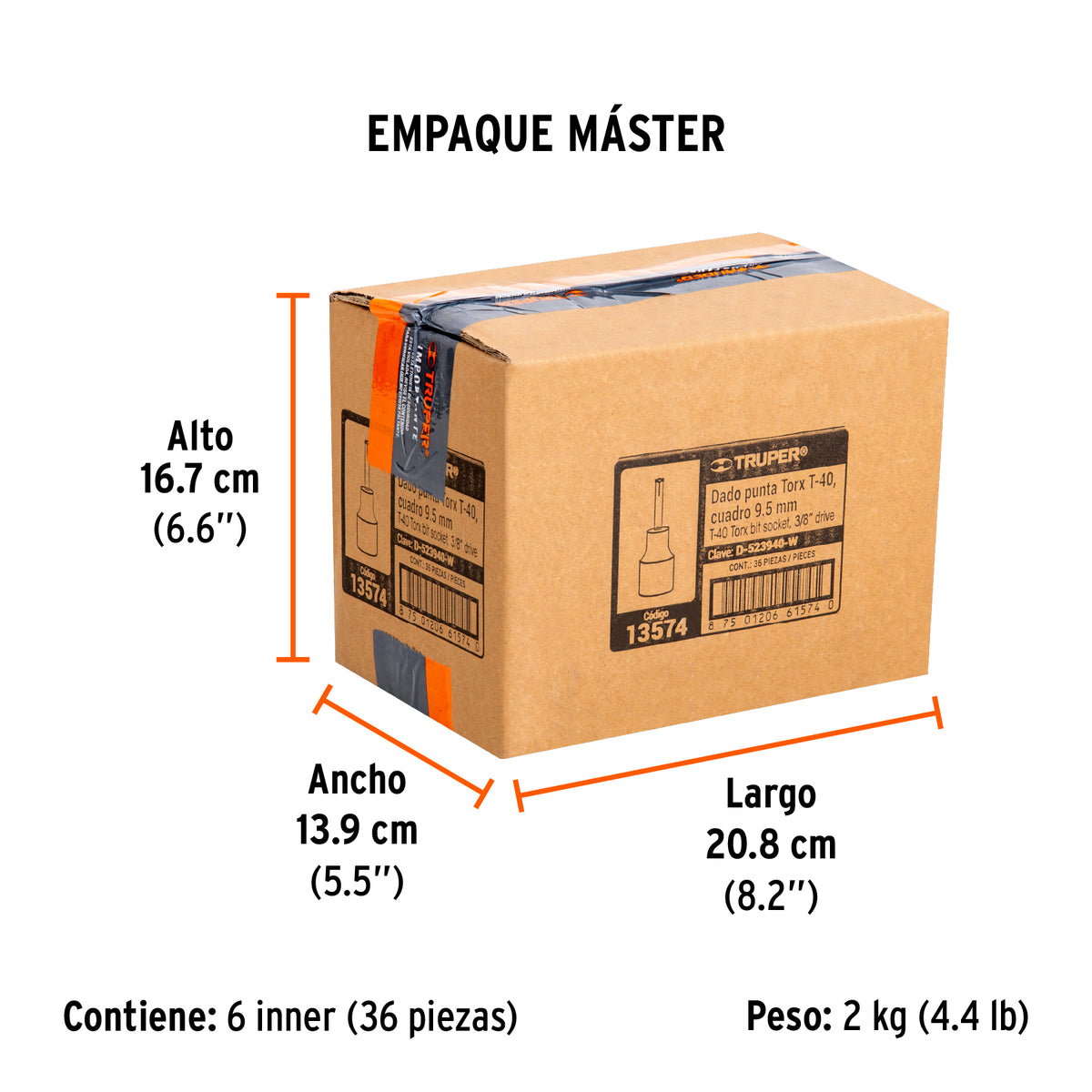 Dados punta torx, cuadro 3/8", t-40