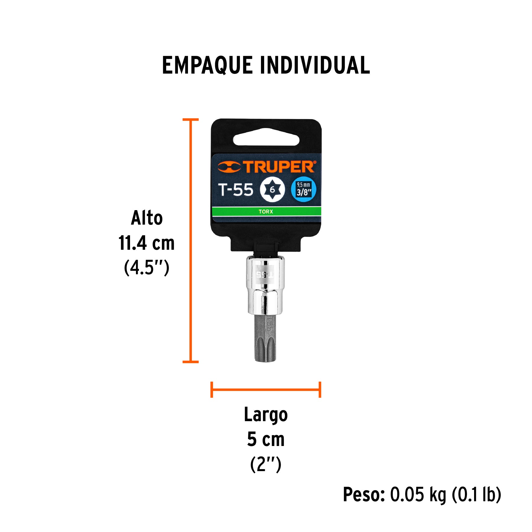Dados punta torx, cuadro 3/8", t-55