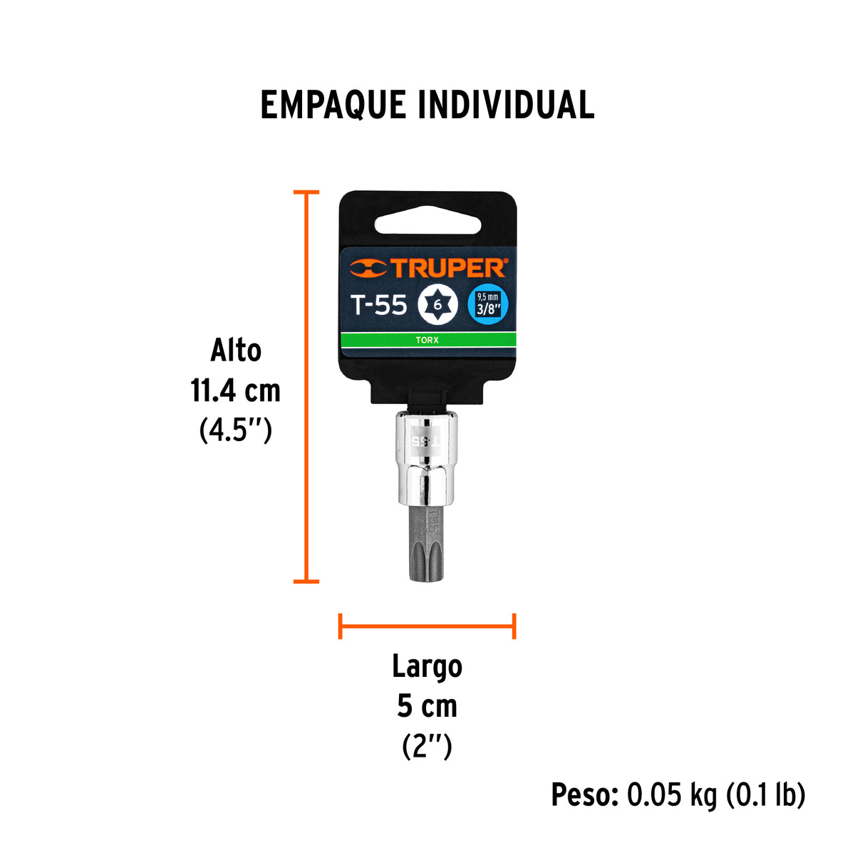 Dados punta torx, cuadro 3/8", t-55