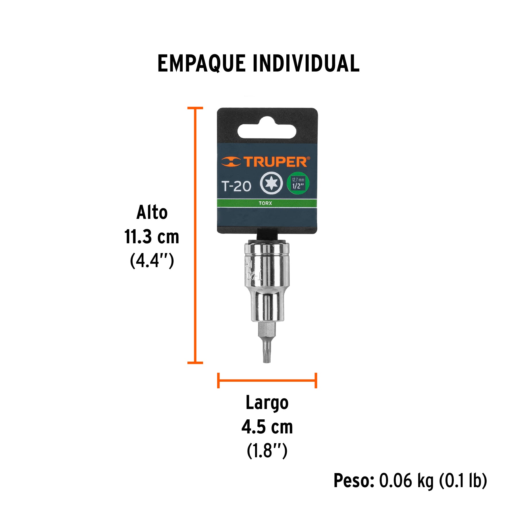 Dado punta torx, cuadro 1/2", t-20