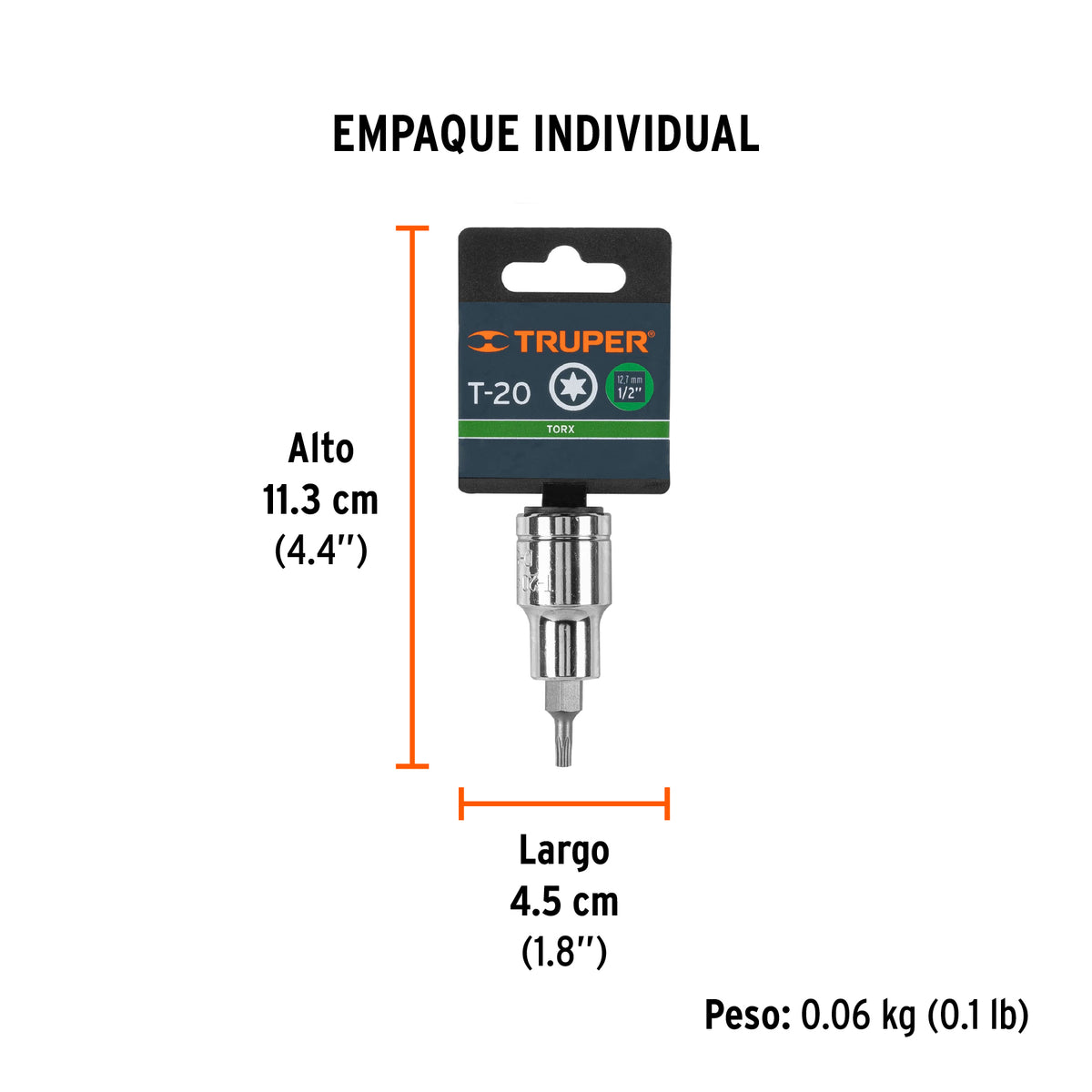 Dado punta torx, cuadro 1/2", t-20