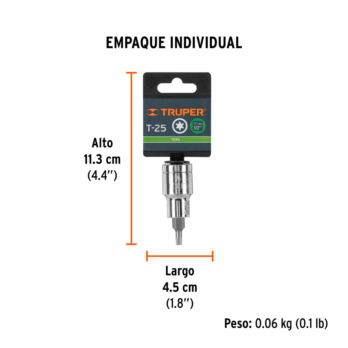 Dado punta torx, cuadro 1/2", t-25