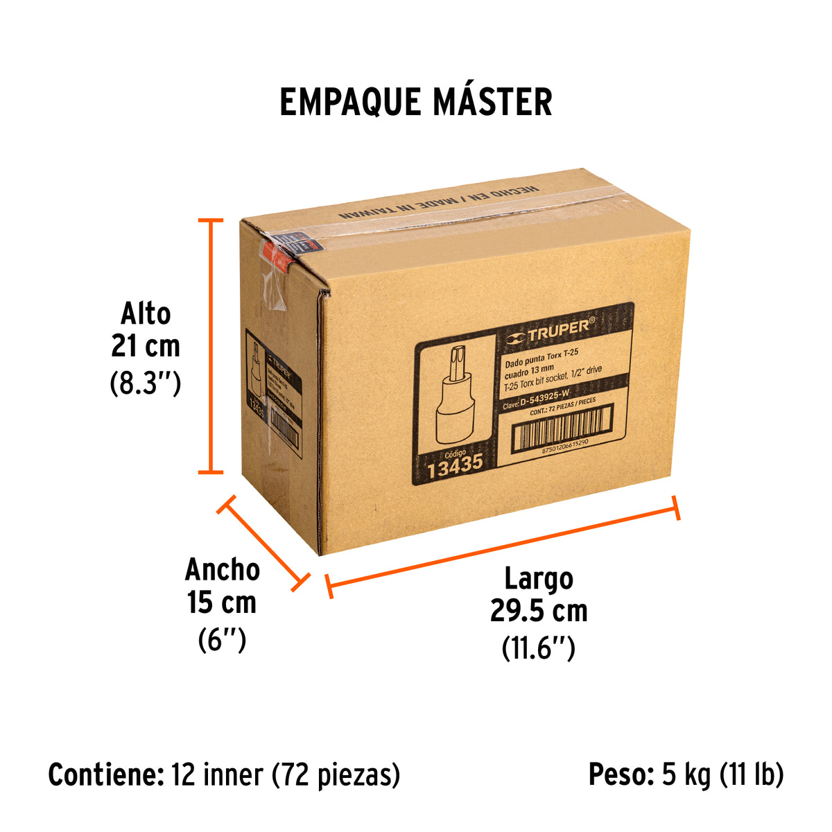 Dado punta torx, cuadro 1/2", t-25