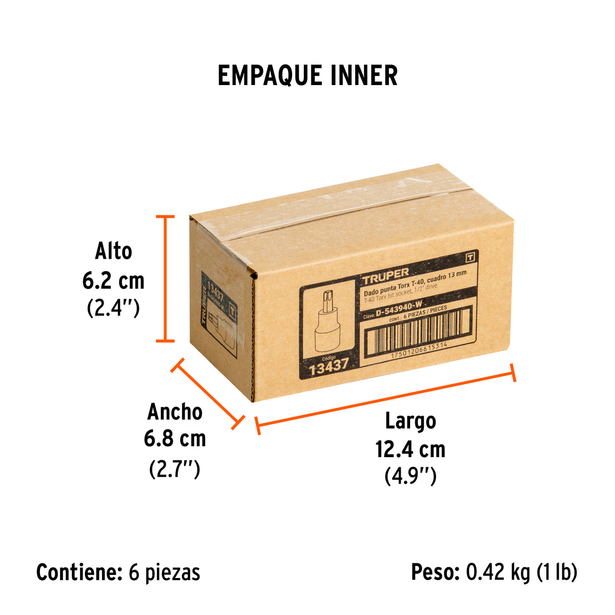 Dado punta torx, cuadro 1/2", t-40