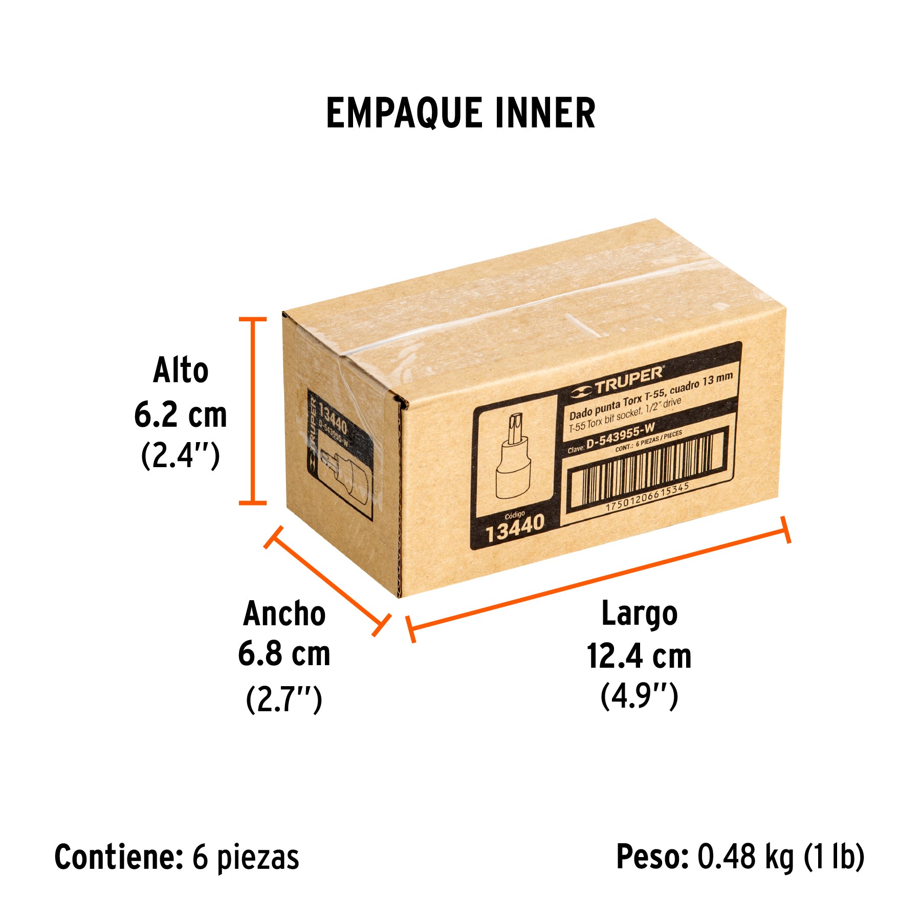 Dado punta torx, cuadro 1/2", t-55