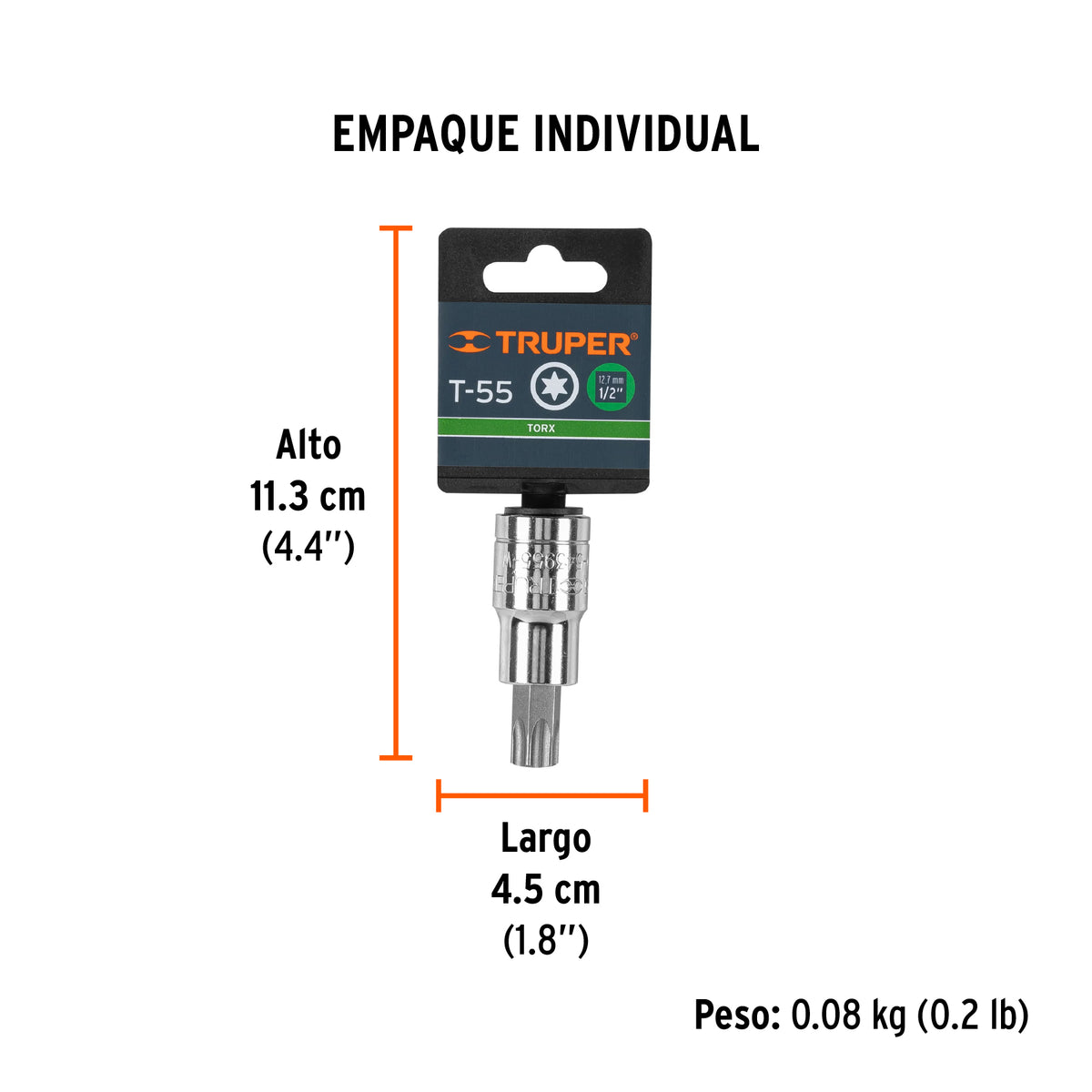 Dado punta torx, cuadro 1/2", t-55