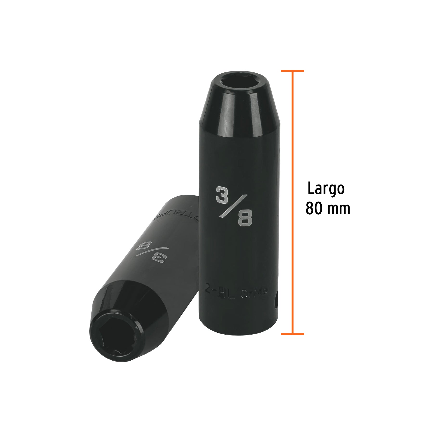 Dado de de impacto, largo, 6 puntas, cuadro 1/2" de 3/8"