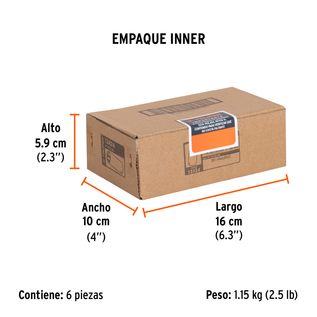 Dado de impacto, largo, 6 puntas, cuadro 1/2" de 12mm