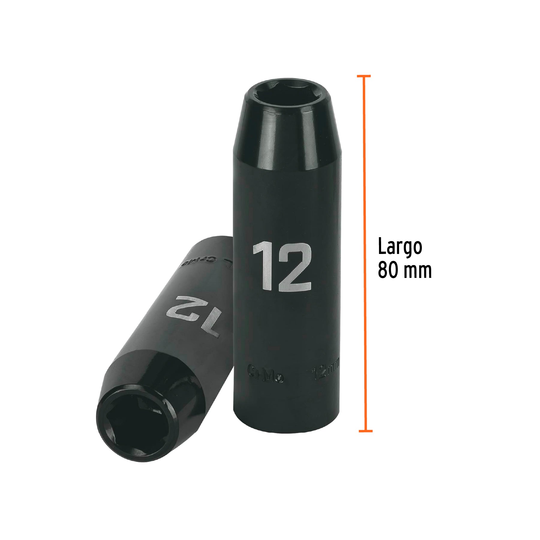 Dado de impacto, largo, 6 puntas, cuadro 1/2" de 12mm