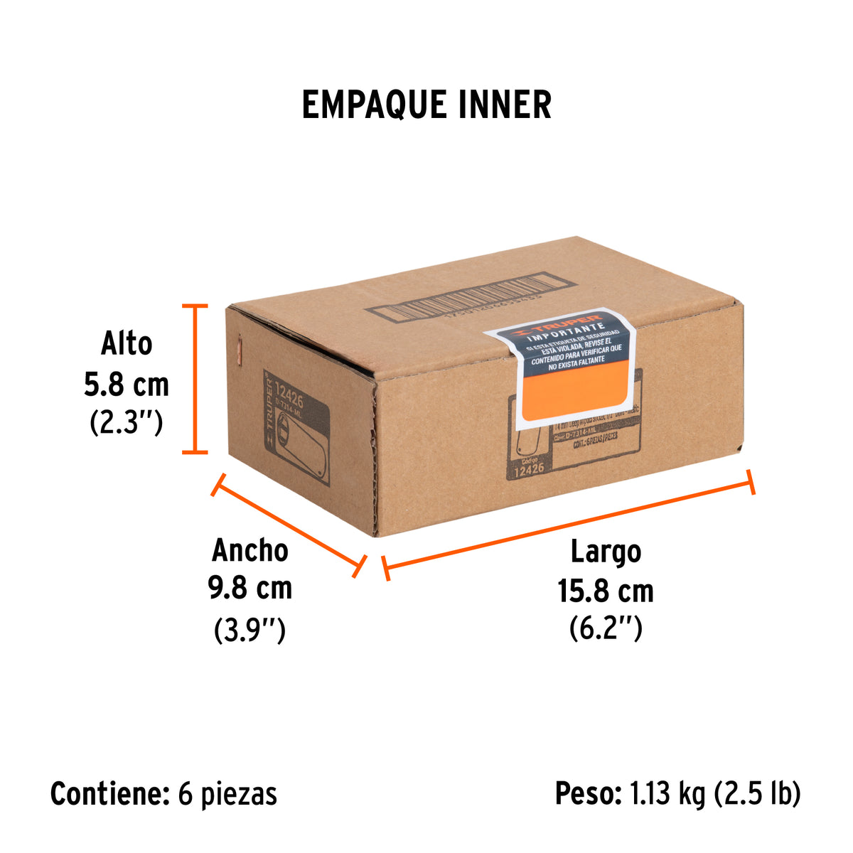 Dado de impacto, largo, 6 puntas, cuadro 1/2" de 14mm