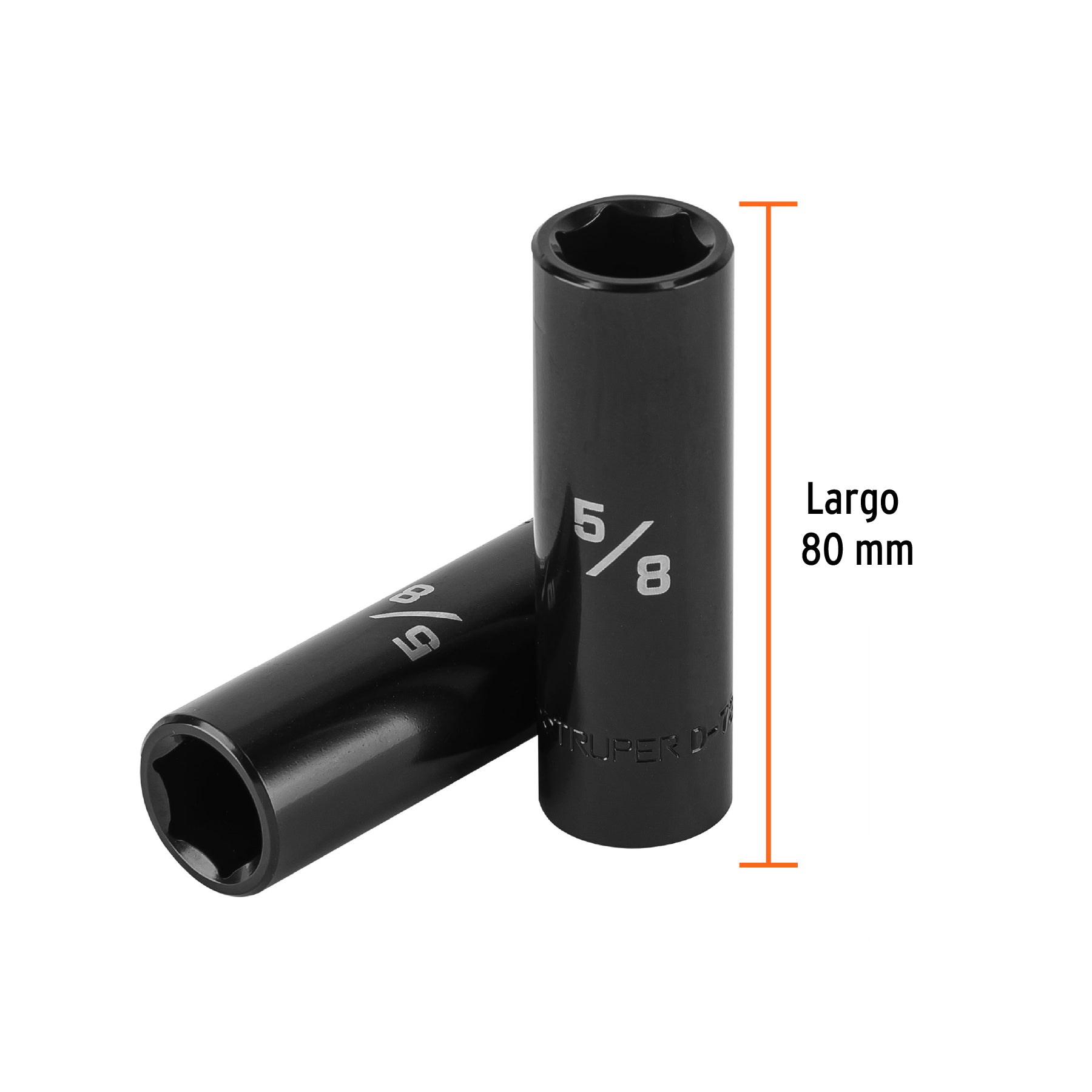 Dado de impacto, largo, 6 puntas, cuadro 1/2" de 5/8"