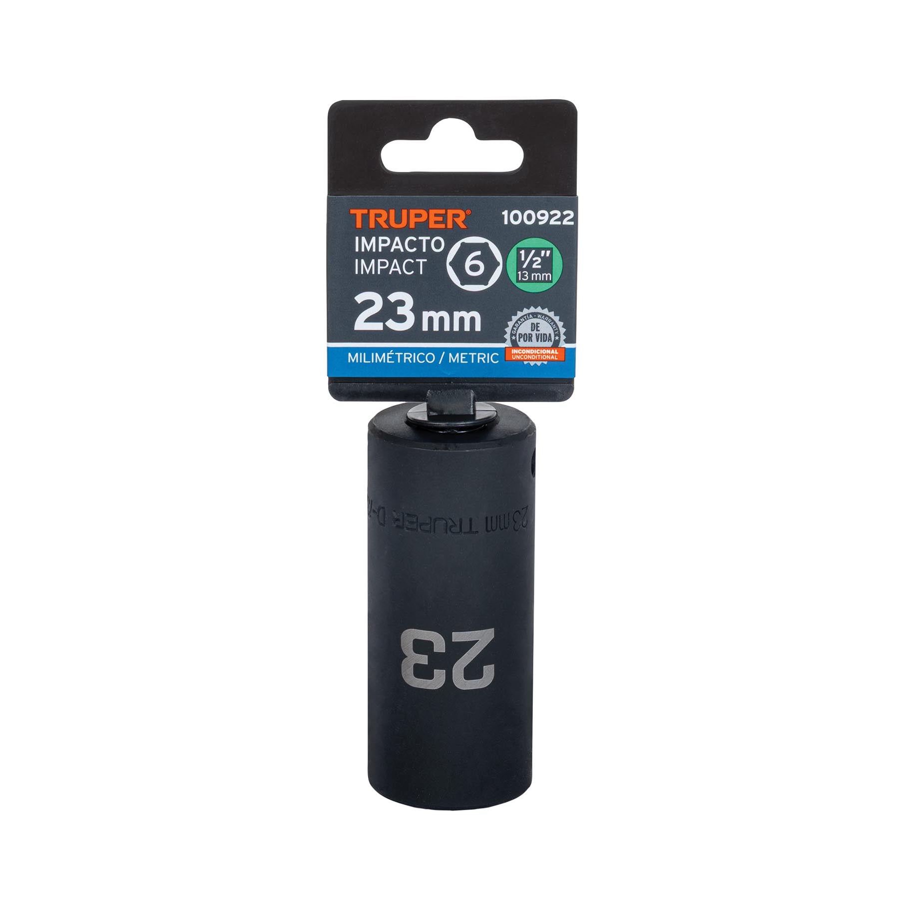 Dado largo impacto de 23 mm, 6 puntas, cuadro 1/2', Truper