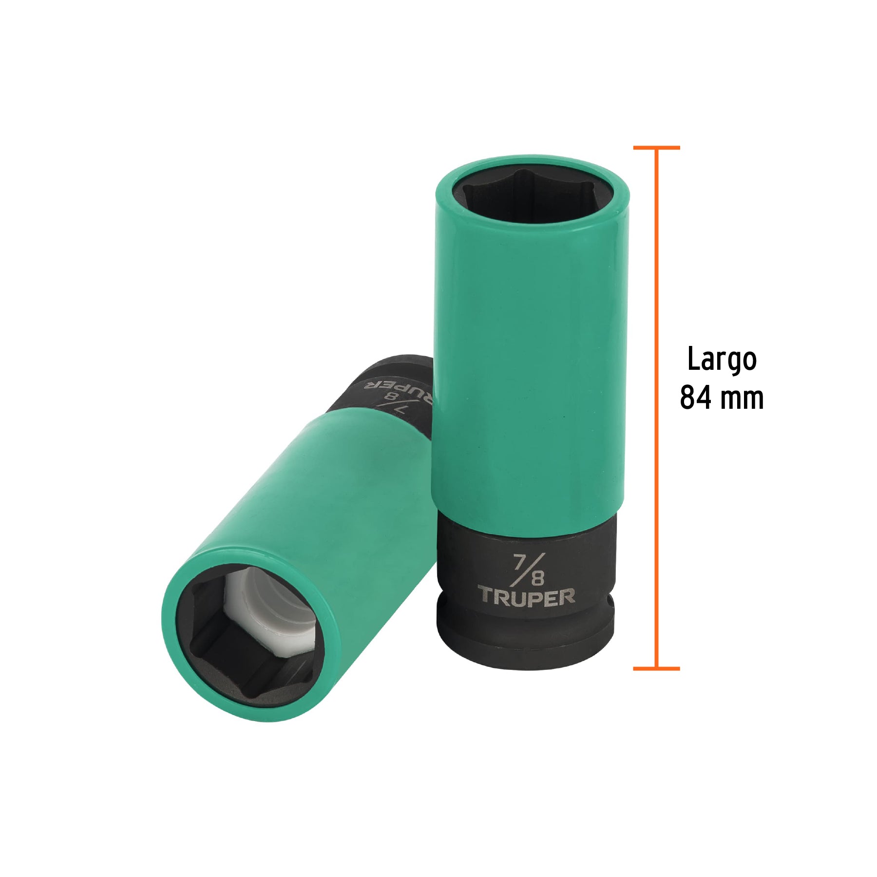 Dado largo impacto, 7/8', 6 p, protec plástica, cuadro 1/2'