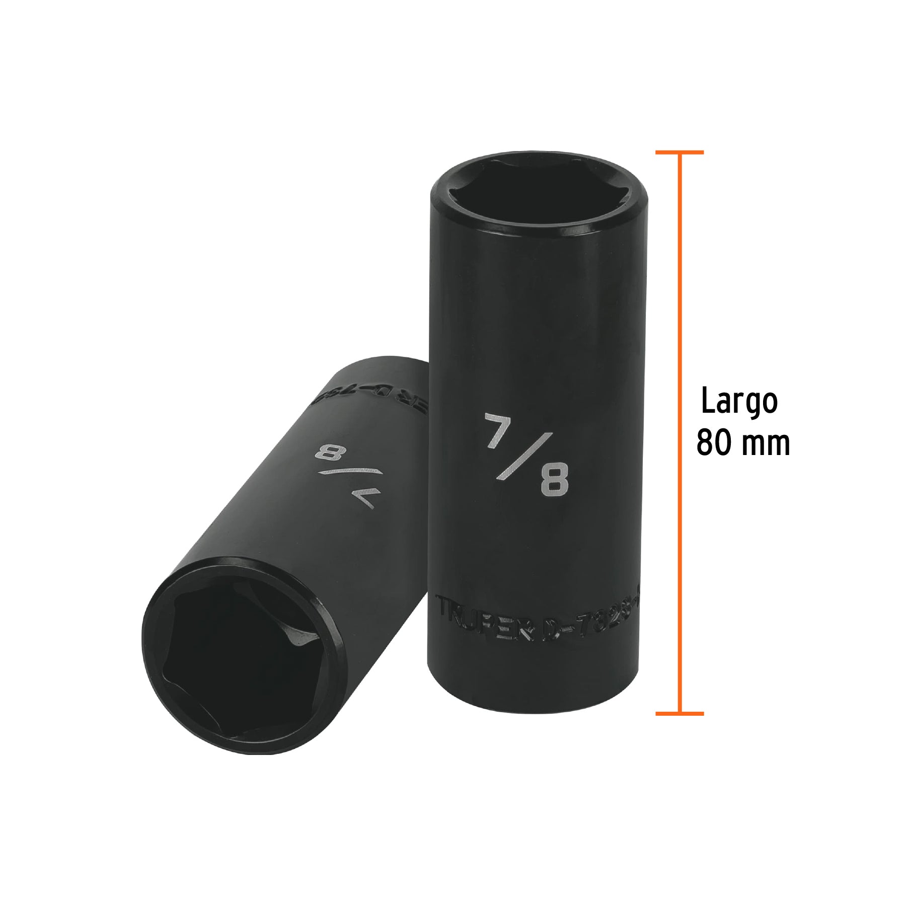 Dado de impacto, largo, 6 puntas, cuadro 1/2" de 7/8"