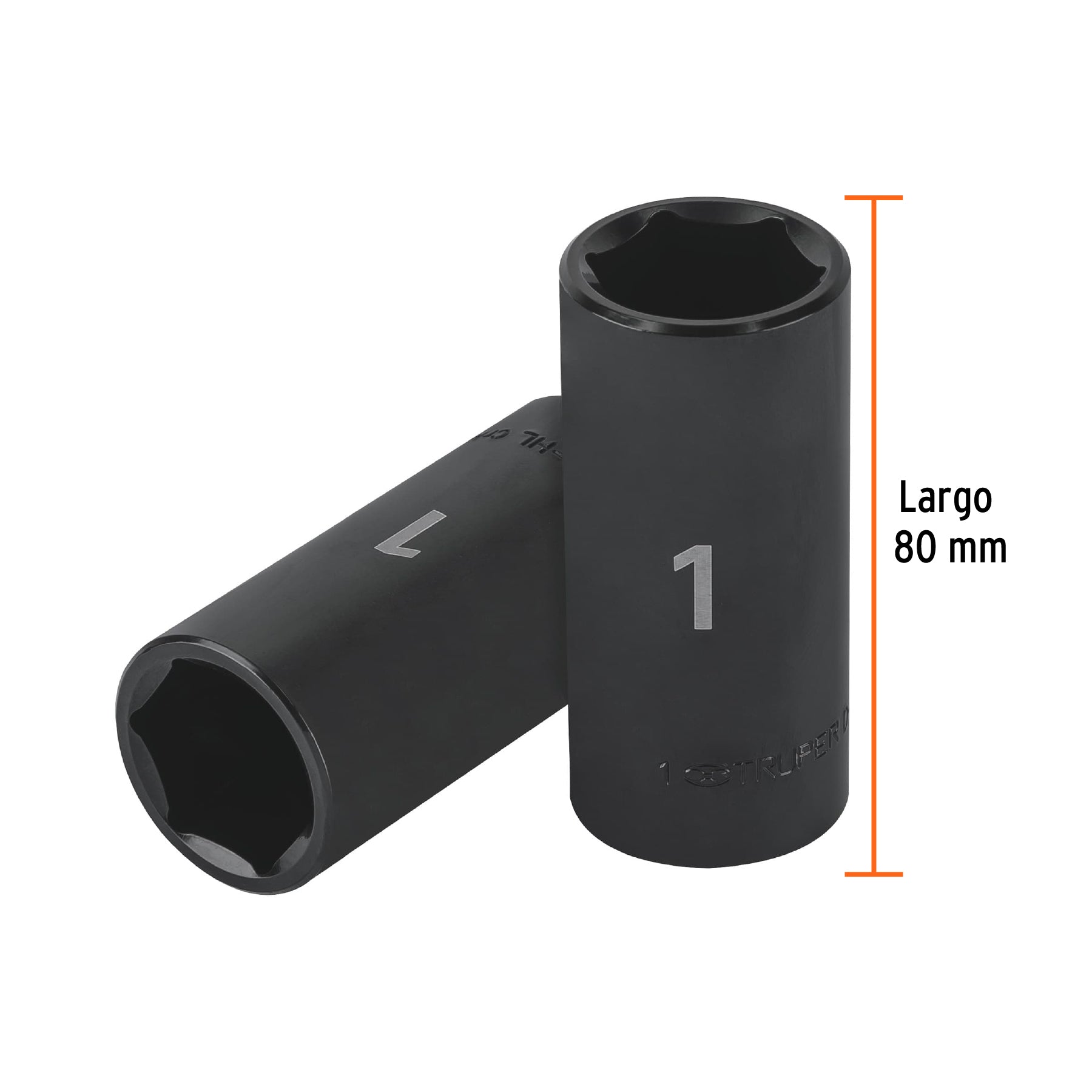 Dado de impacto, largo, 6 puntas, cuadro 1/2" de 1"