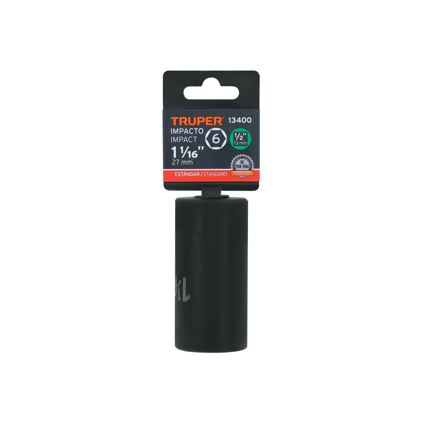Dado de impacto, 6 puntas, cuadro 1/2" de 1-1/16"..