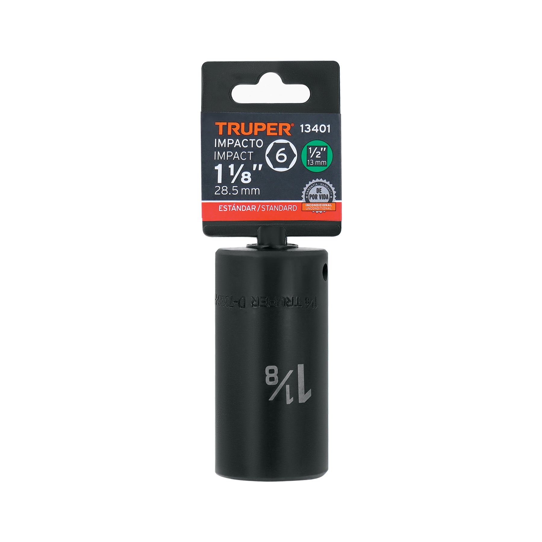 Dado de impacto, 6 puntas, cuadro 1/2" de 1-1/8"..