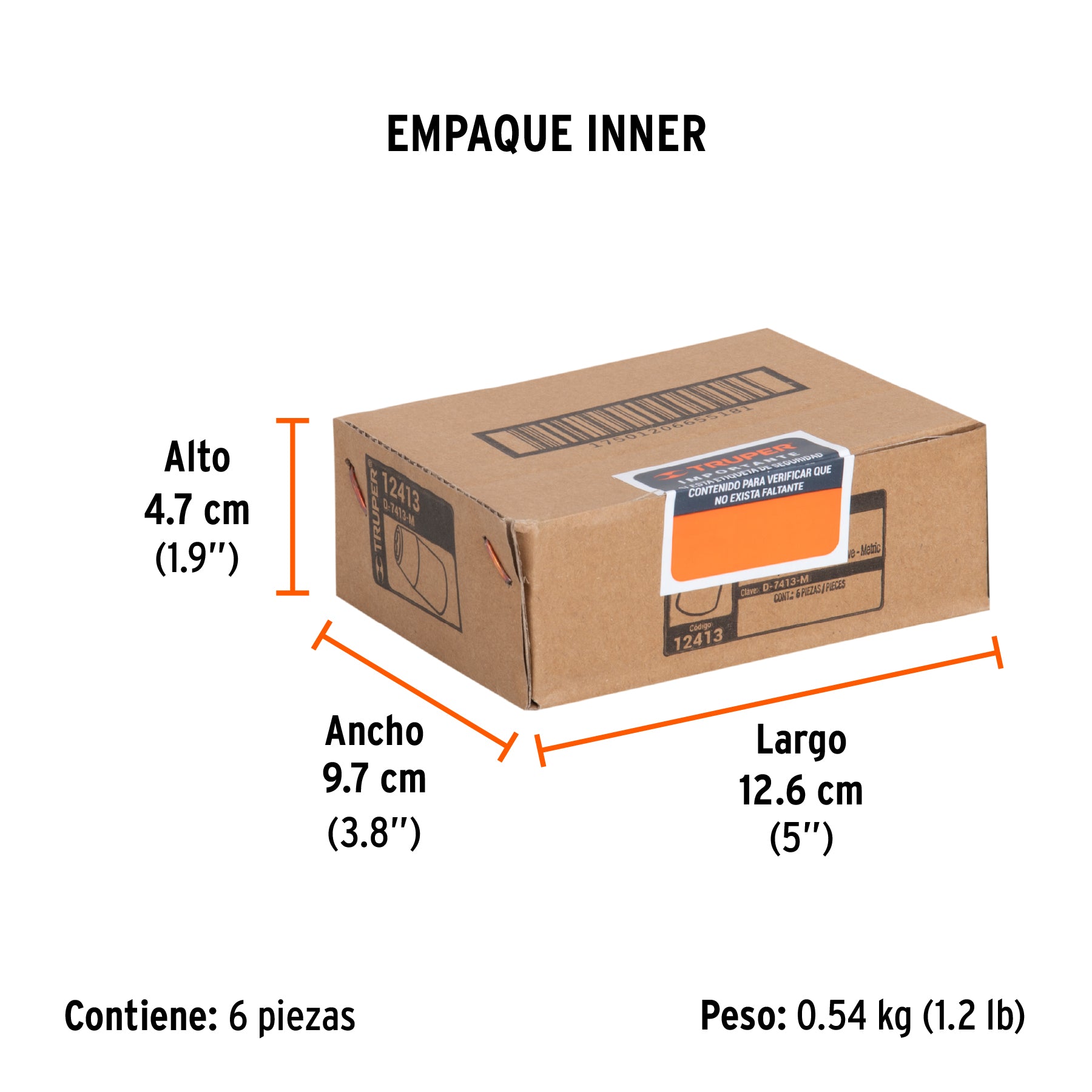 Dado de impacto, 6 puntas, cuadro 1/2" de 13mm