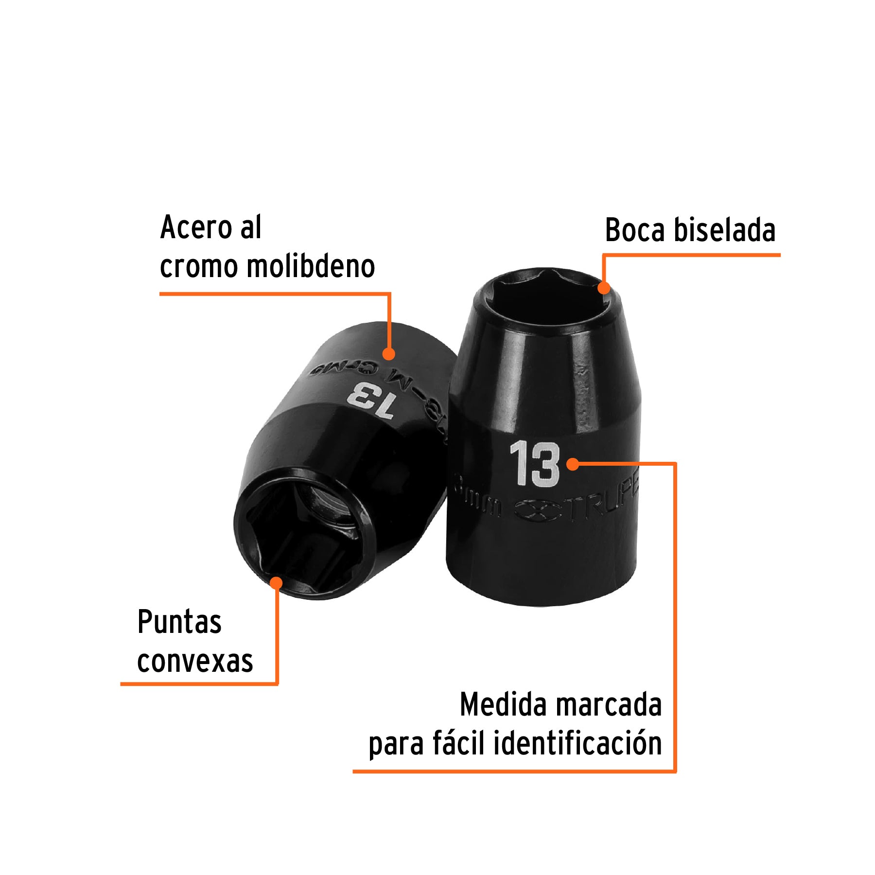 Dado de impacto, 6 puntas, cuadro 1/2" de 13mm