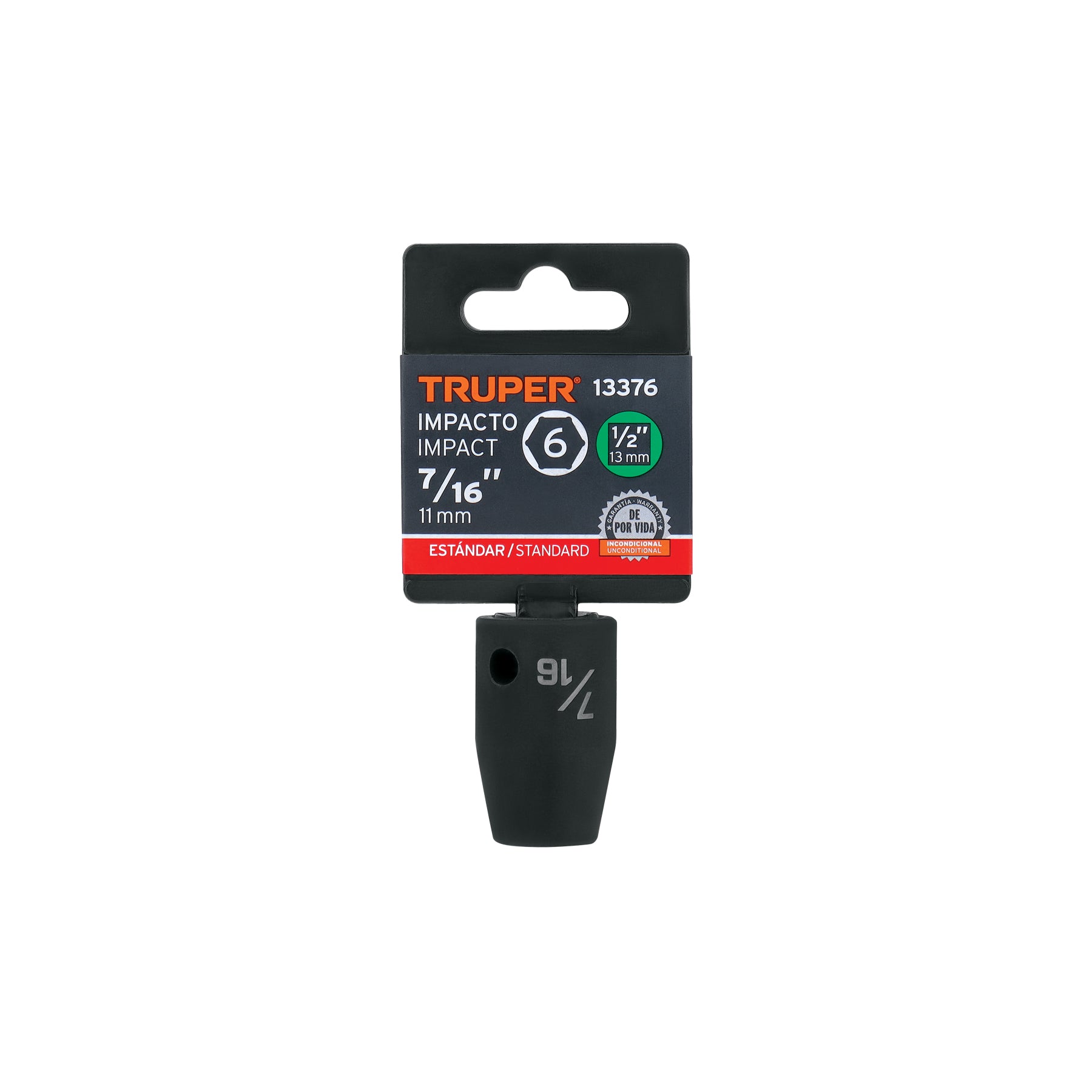 Dado de impacto, 6 puntas, cuadro 1/2" de 7/16"