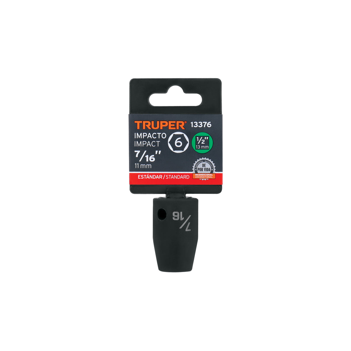 Dado de impacto, 6 puntas, cuadro 1/2" de 7/16"