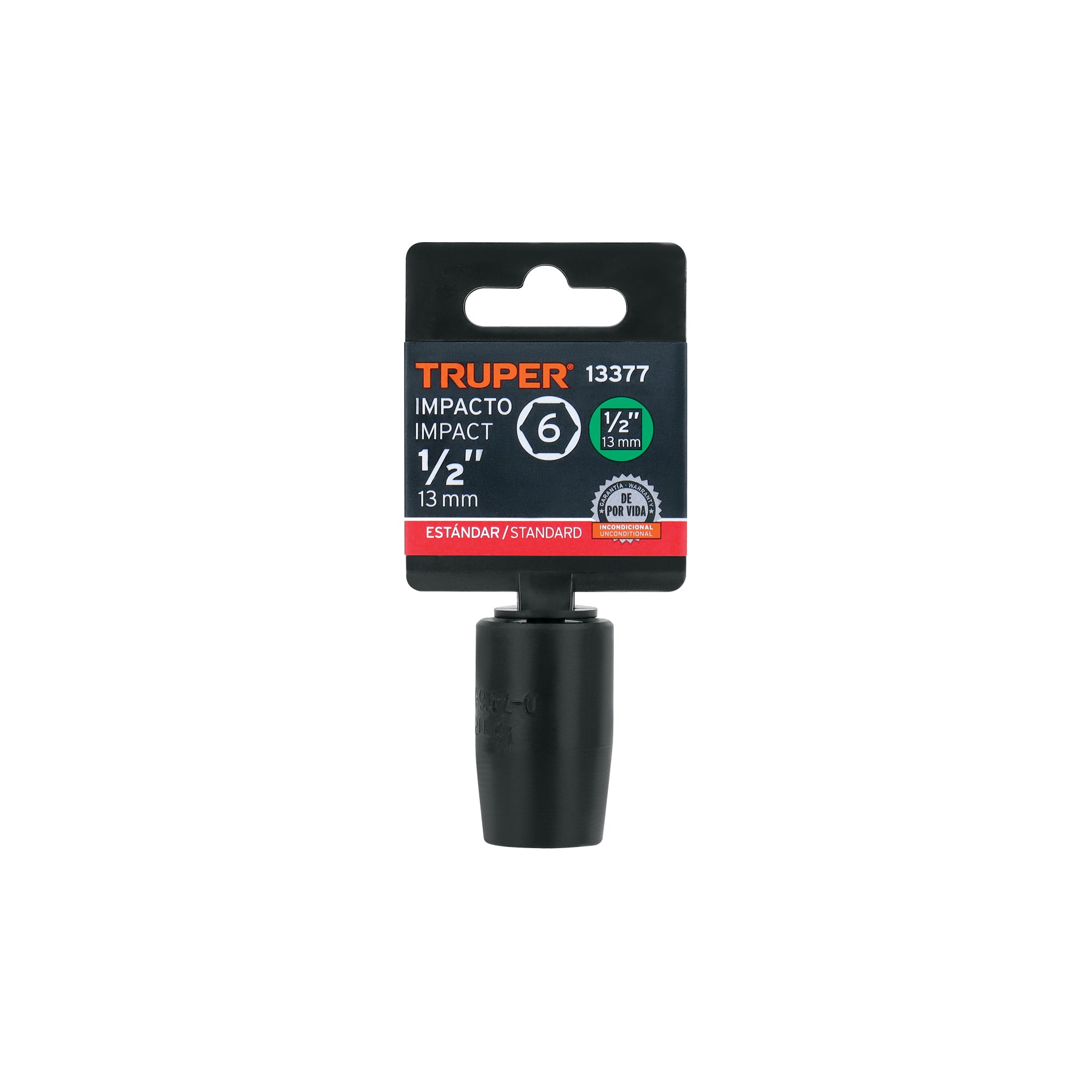Dado de impacto, 6 puntas, cuadro 1/2" de 1/2"