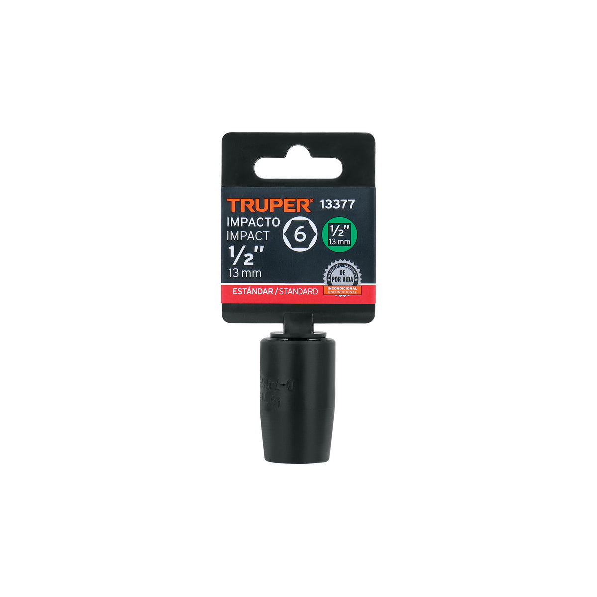 Dado de impacto, 6 puntas, cuadro 1/2" de 1/2"