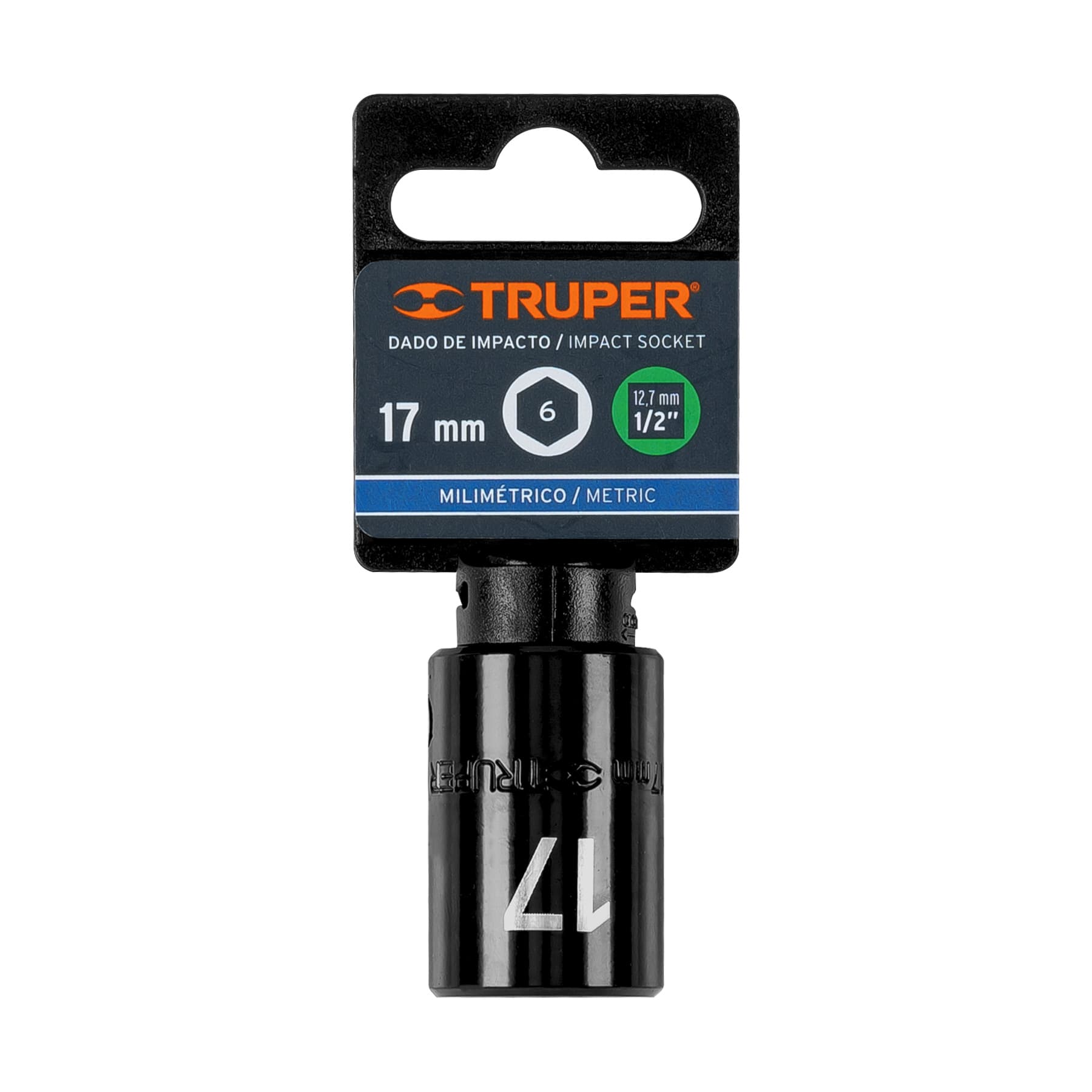 Dado de impacto, 6 puntas, cuadro 1/2" de 17mm