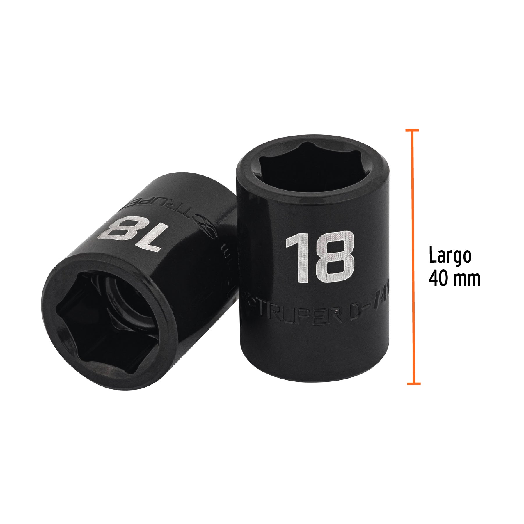 Dado de impacto, 6 puntas, cuadro 1/2" de 18mm