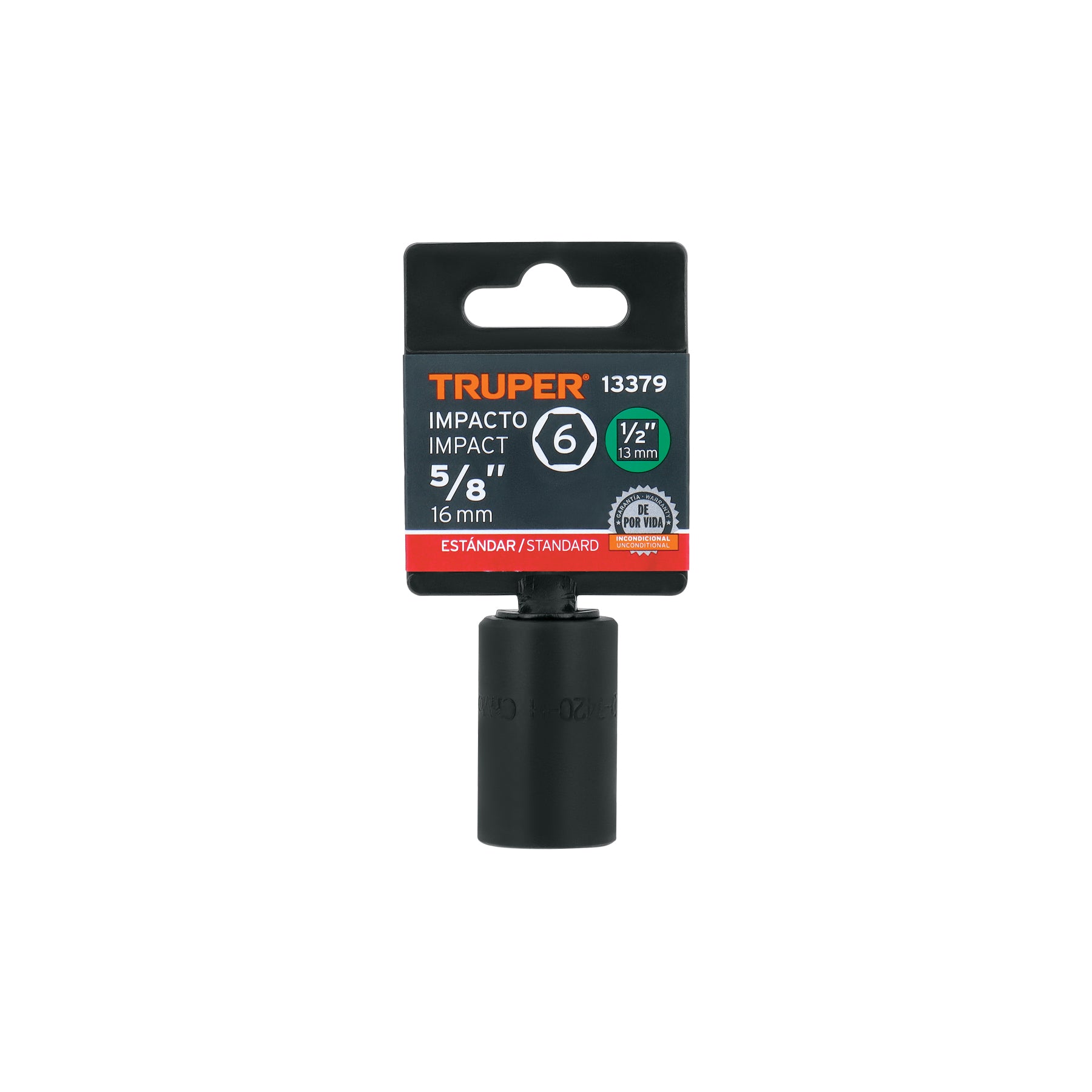 Dado de impacto, 6 puntas, cuadro 1/2" de 5/8"