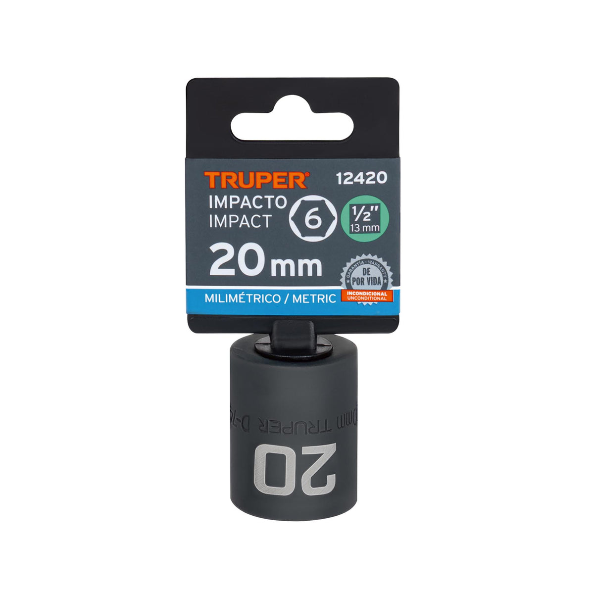Dado de impacto, 6 puntas, cuadro 1/2" de 20mm