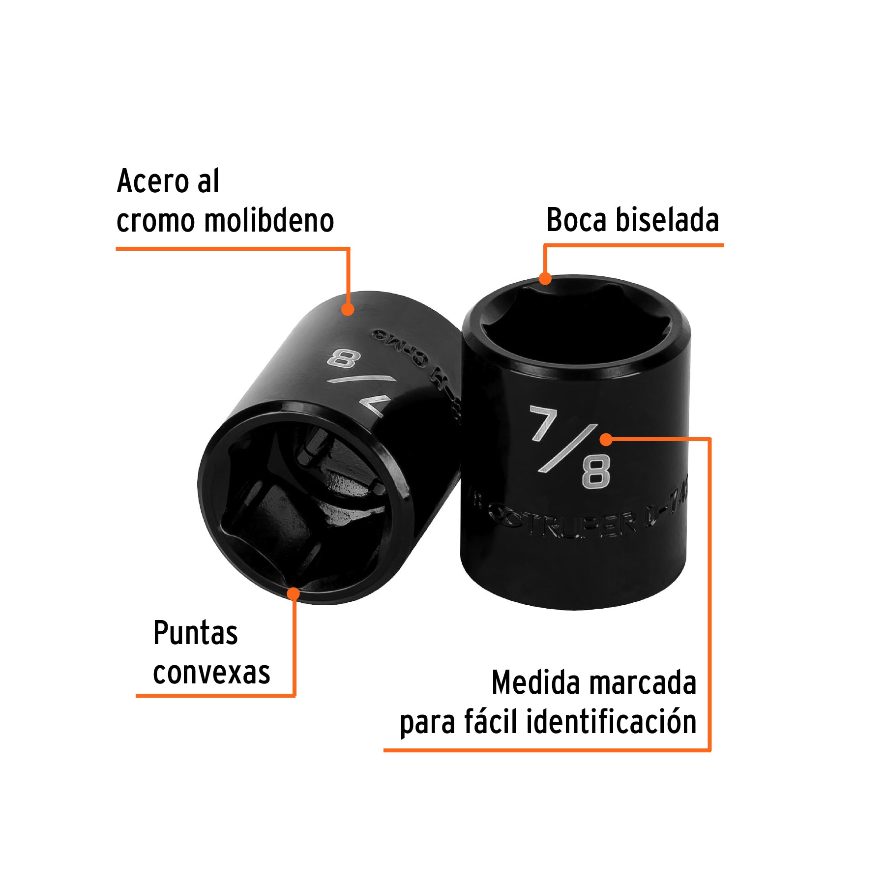 Dado de impacto, 6 puntas, cuadro 1/2" de 7/8"