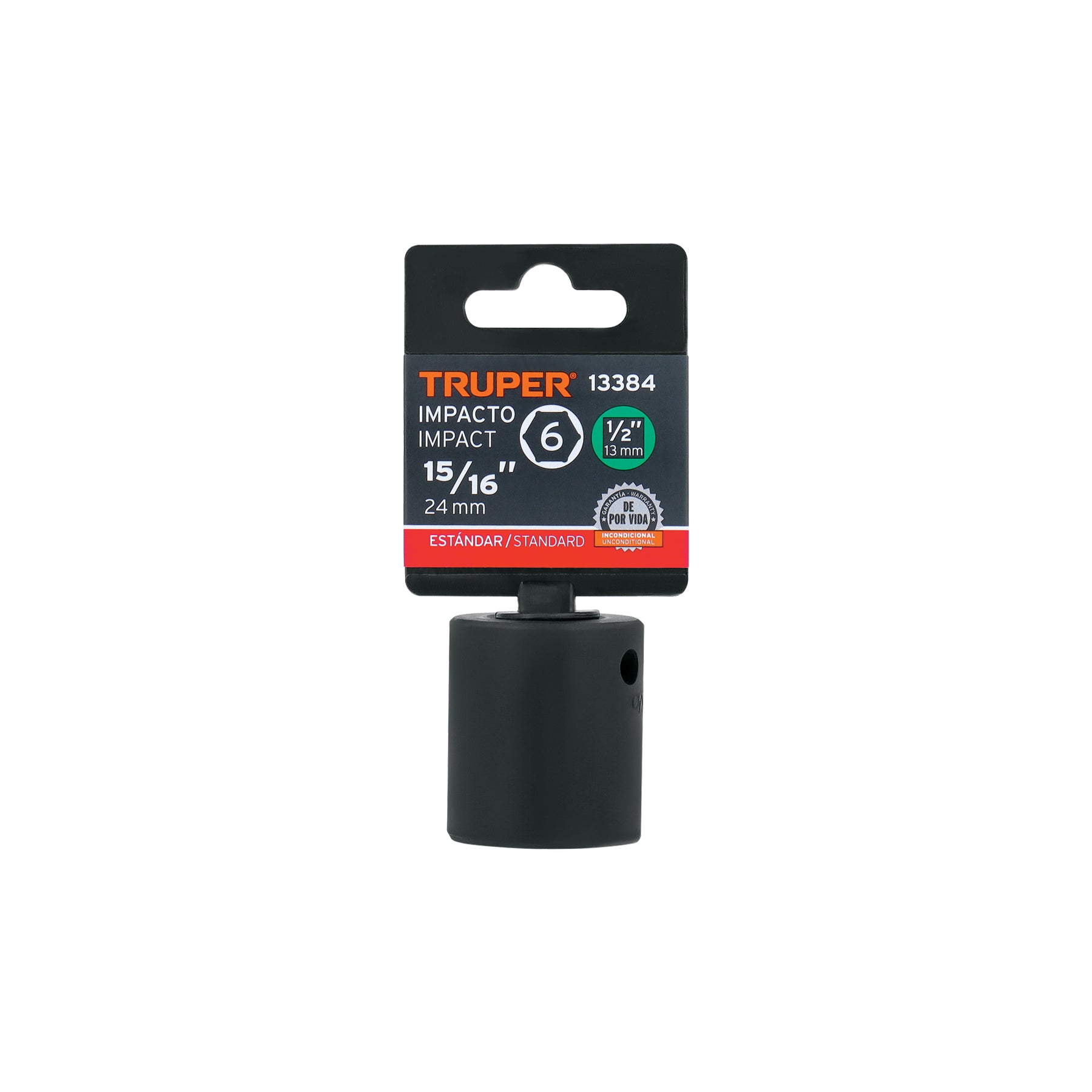 Dado de impacto, 6 puntas, cuadro 1/2" de 15/16"